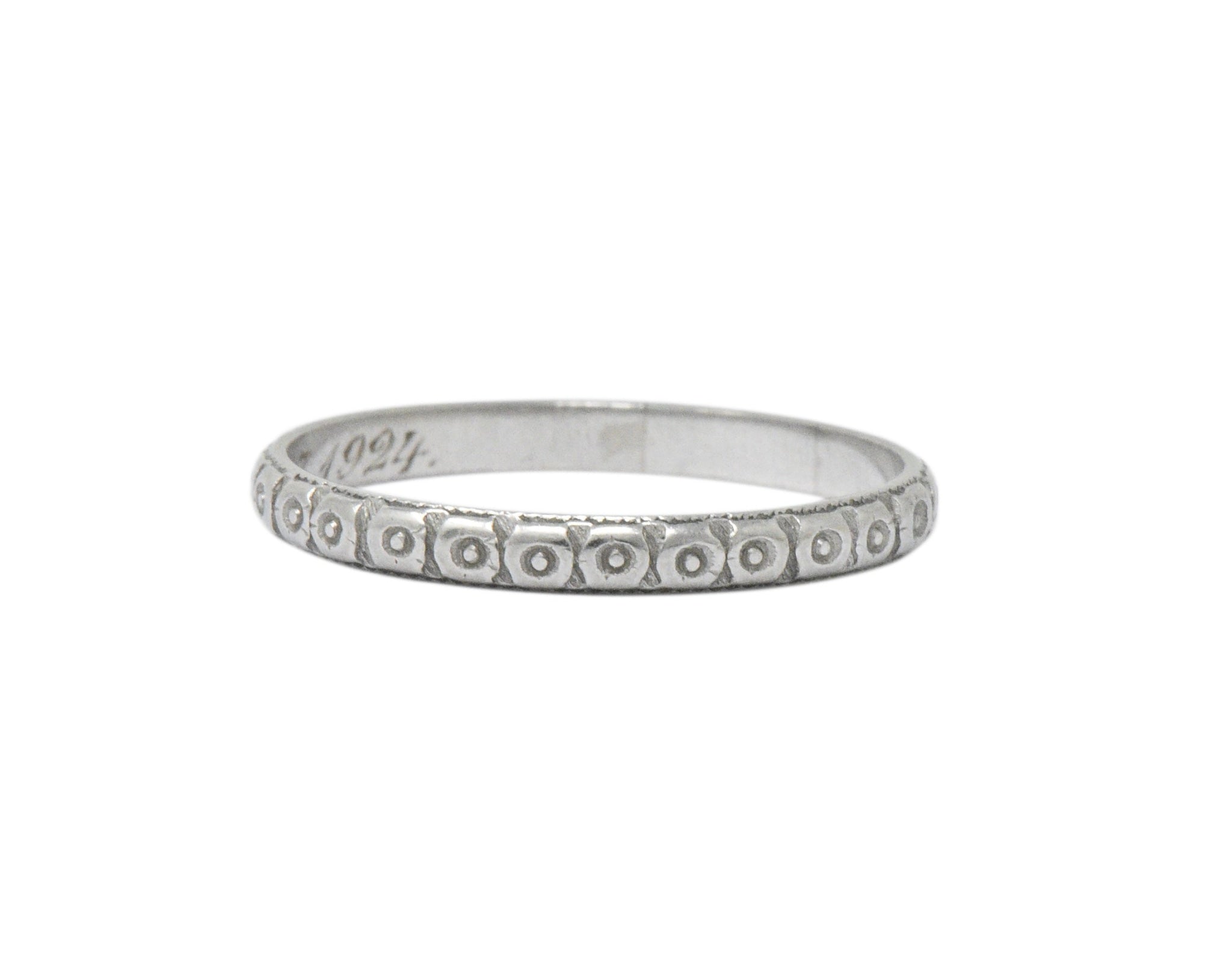 1920's Art Deco Platinum Floral Orange Blossom Wedding Band Ring Wilson's Estate Jewelry