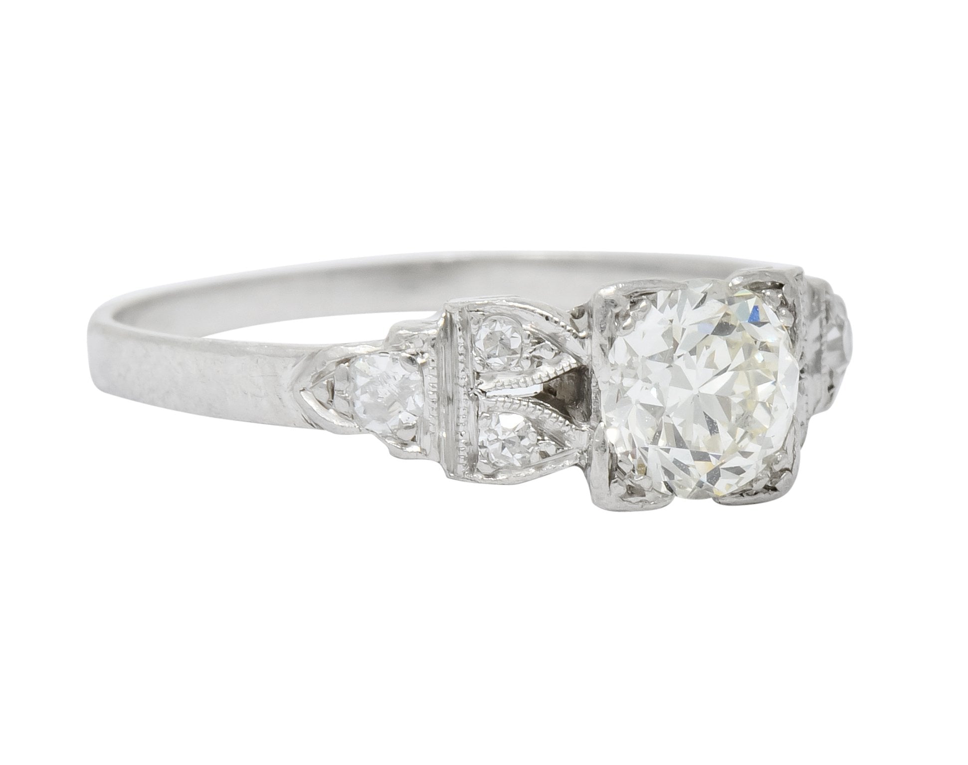 1930's Art Deco 0.73 CTW Diamond Platinum Engagement Ring - Wilson's Estate Jewelry