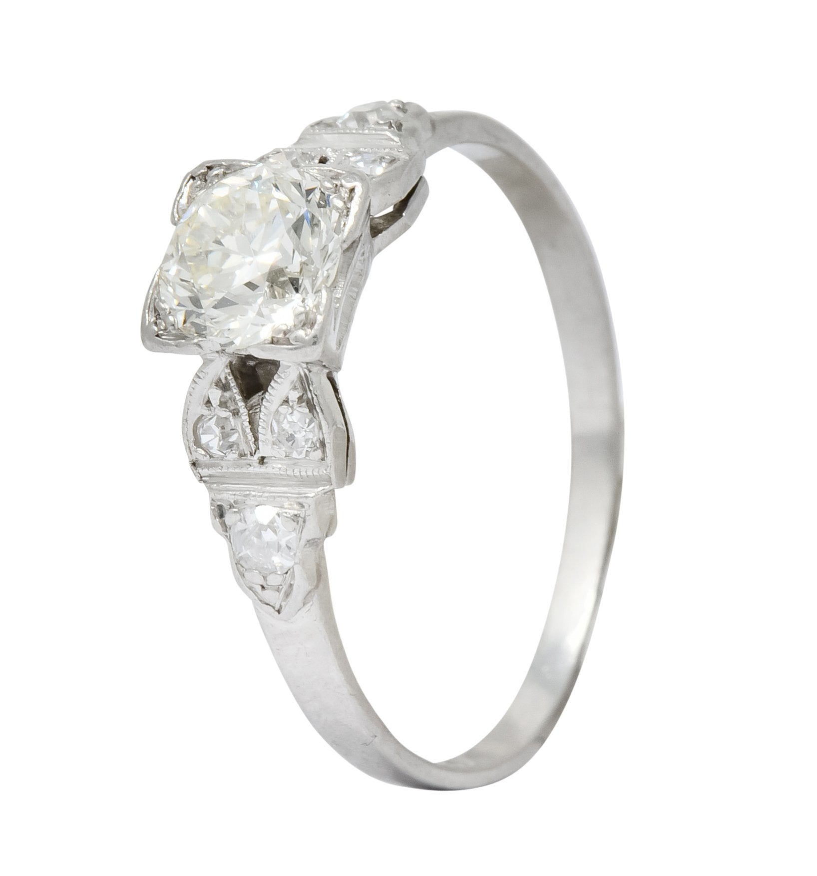 1930's Art Deco 0.73 CTW Diamond Platinum Engagement Ring - Wilson's Estate Jewelry