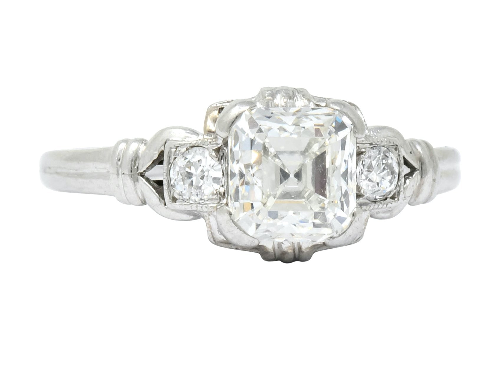 1940 Retro 1.35 CTW Asscher Diamond Platinum Engagement Ring - Wilson's Estate Jewelry