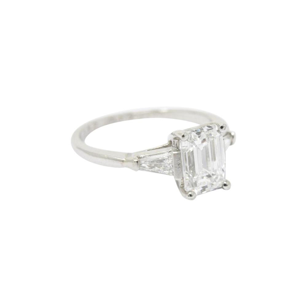 1950's Bailey Banks and Biddle 1.93CTW Emerald Cut Diamond & Platinum Engagement Ring GIA Wilson's Estate Jewelry