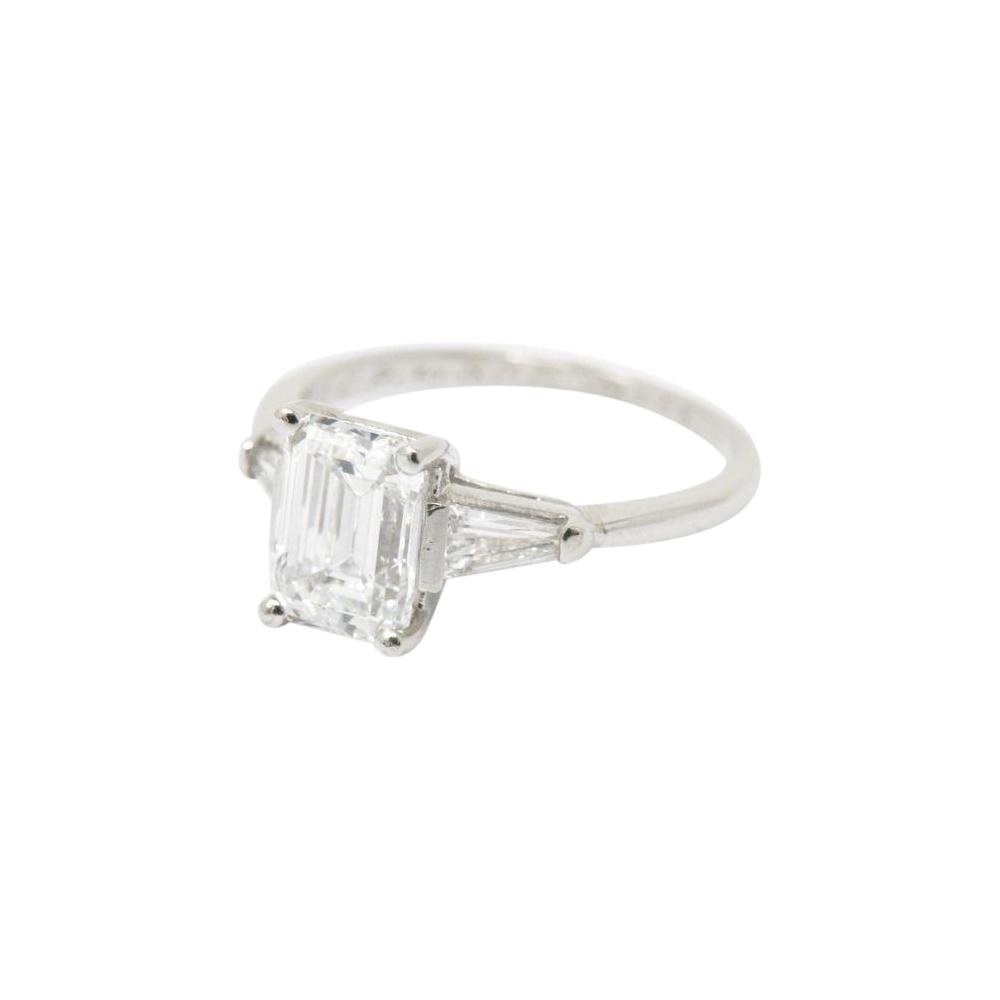 1950's Bailey Banks and Biddle 1.93CTW Emerald Cut Diamond & Platinum Engagement Ring GIA Wilson's Estate Jewelry