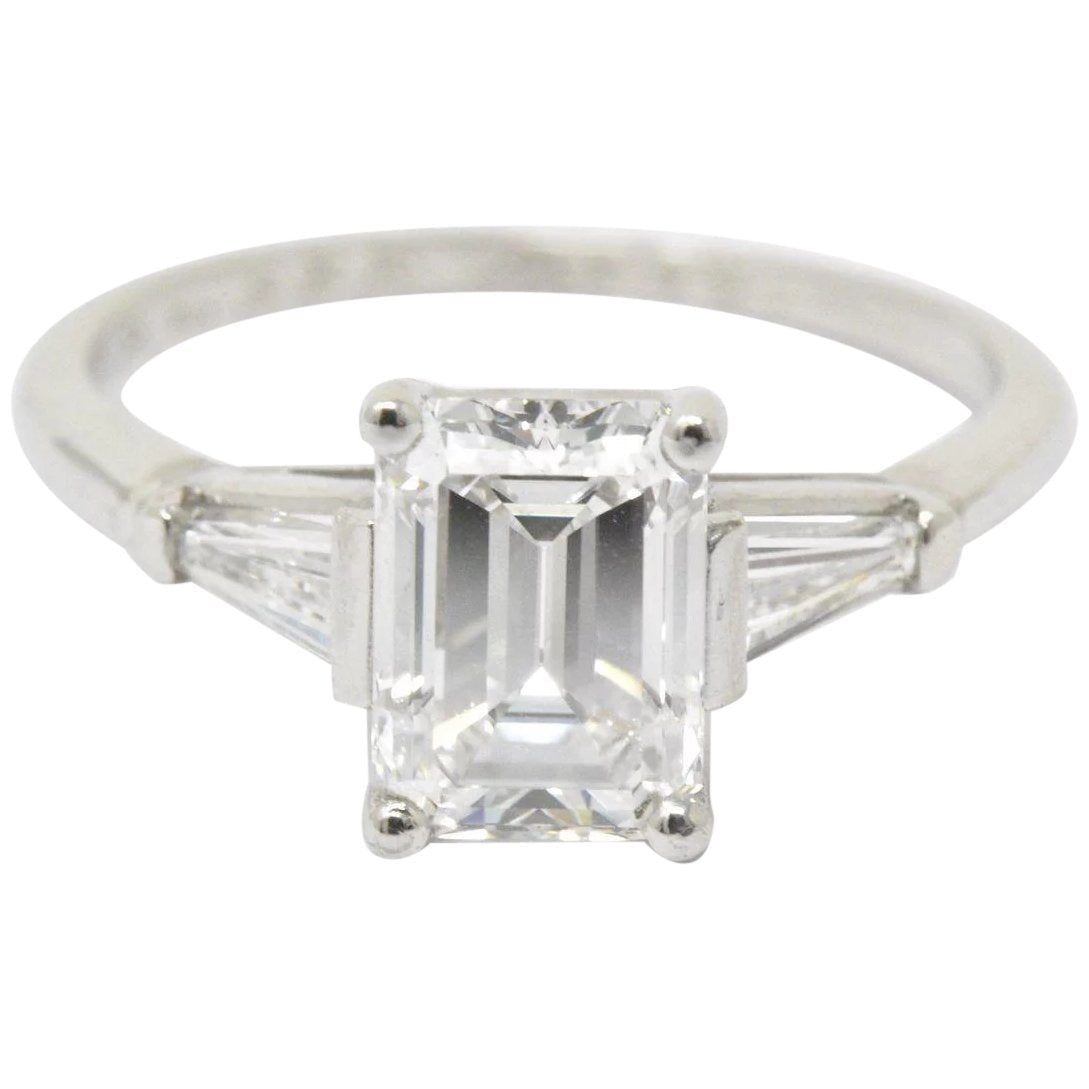 1950's Bailey Banks and Biddle 1.93CTW Emerald Cut Diamond & Platinum Engagement Ring GIA Wilson's Estate Jewelry