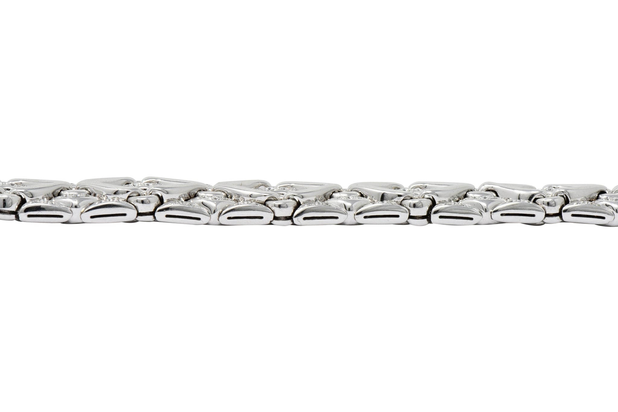 1980's Bulgari 2.40 CTW Diamond 18 Karat White Gold Trika Link Bracelet - Wilson's Estate Jewelry