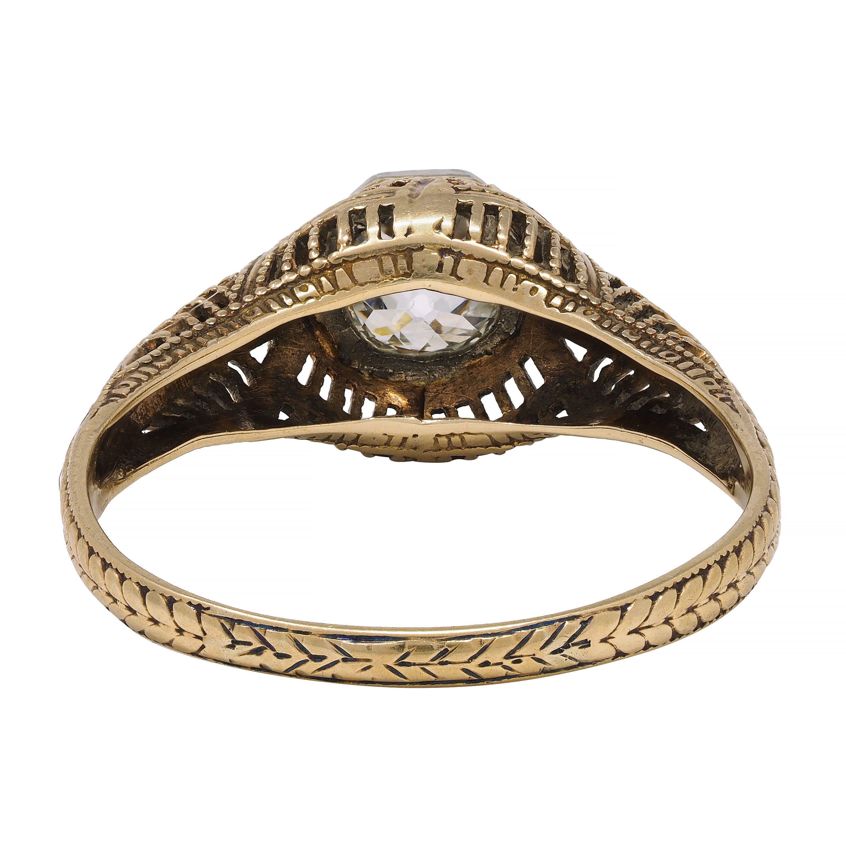 Victorian 0.64 CTW Diamond Platinum 14 Karat Gold Solitaire Engagement Ring