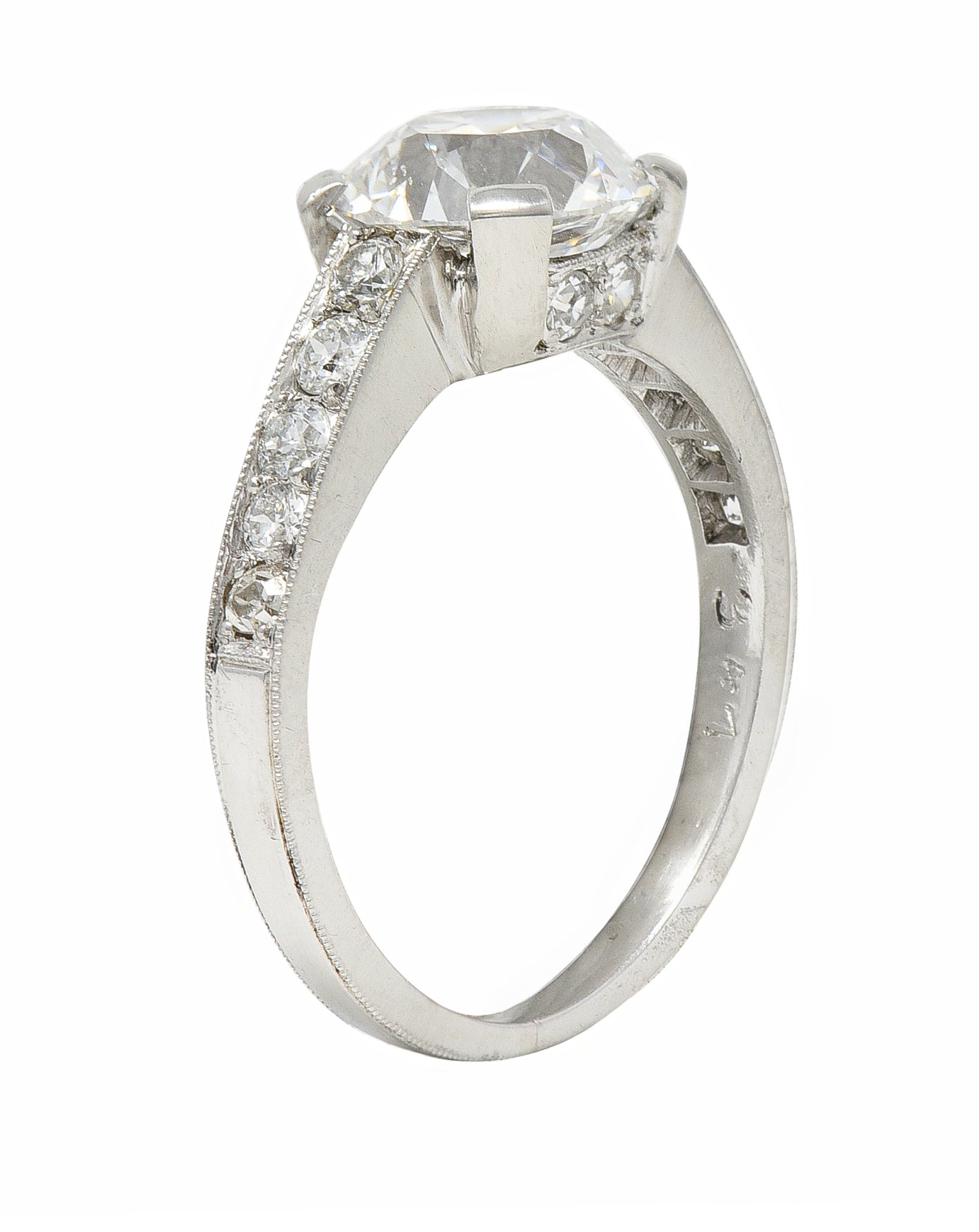 Art Deco 1.88 CTW Old European Cut Diamond Platinum Vintage Engagement Ring