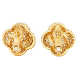 Van Cleef & Arpels 1980s 8.08 CTW Diamond 18 Karat Gold Puff Quatrefoil Earrings