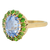 Vintage 5.63 CTW No Heat Ceylon Sapphire Demantoid Garnet 18 Karat Gold Ring