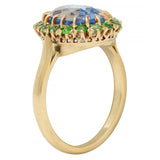 Vintage 5.63 CTW No Heat Ceylon Sapphire Demantoid Garnet 18 Karat Gold Ring