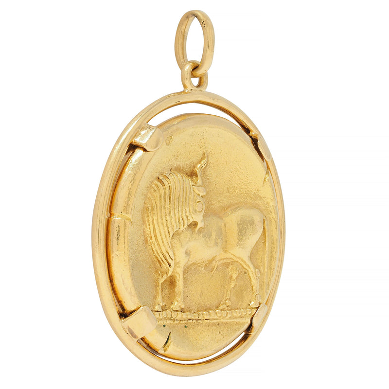 Van Cleef French 18 Karat Yellow Gold Taurus Vintage Zodiac Charm Pendant