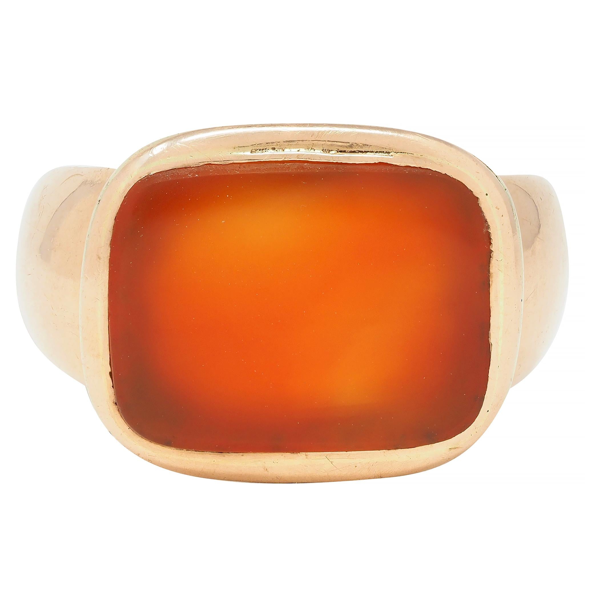 Victorian Carnelian 14 Karat Rose Gold Antique Unisex Signet Ring
