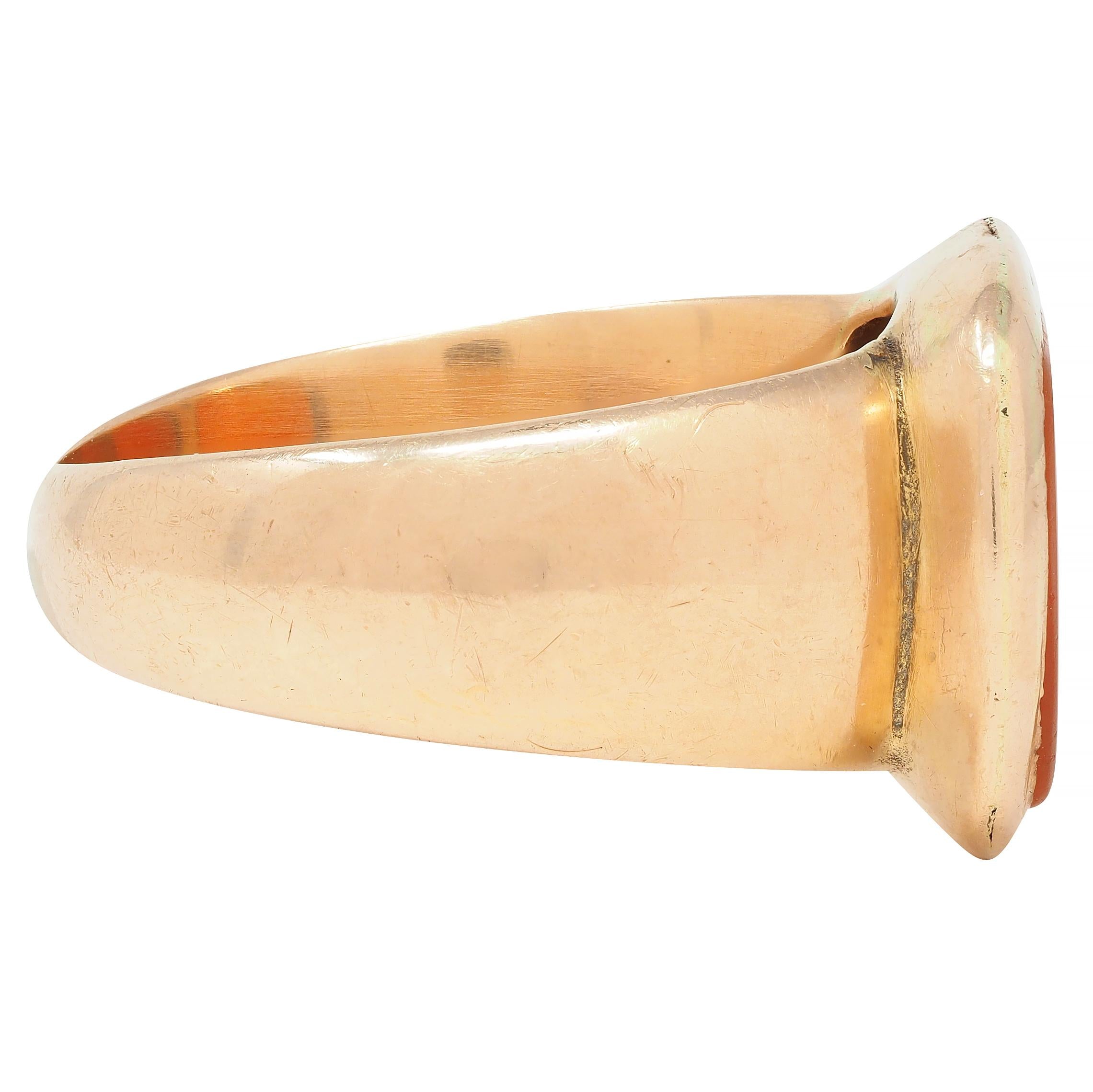 Victorian Carnelian 14 Karat Rose Gold Antique Unisex Signet Ring