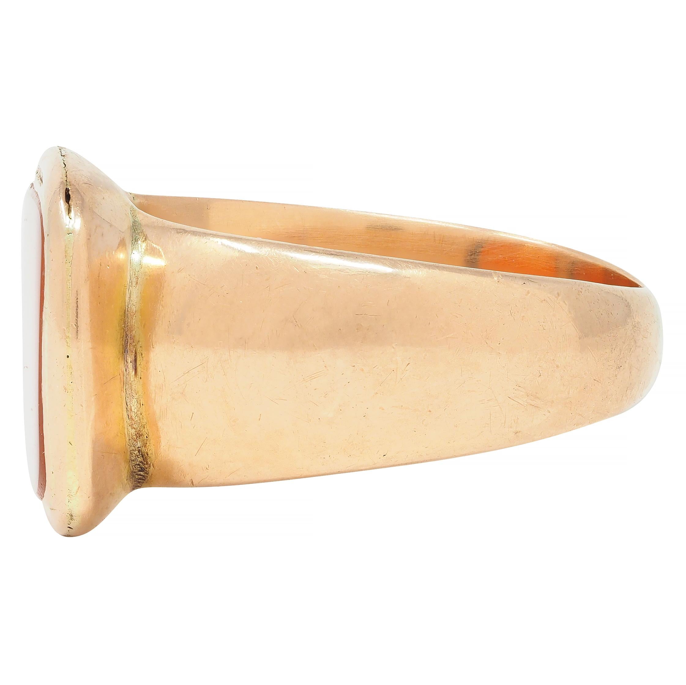 Victorian Carnelian 14 Karat Rose Gold Antique Unisex Signet Ring