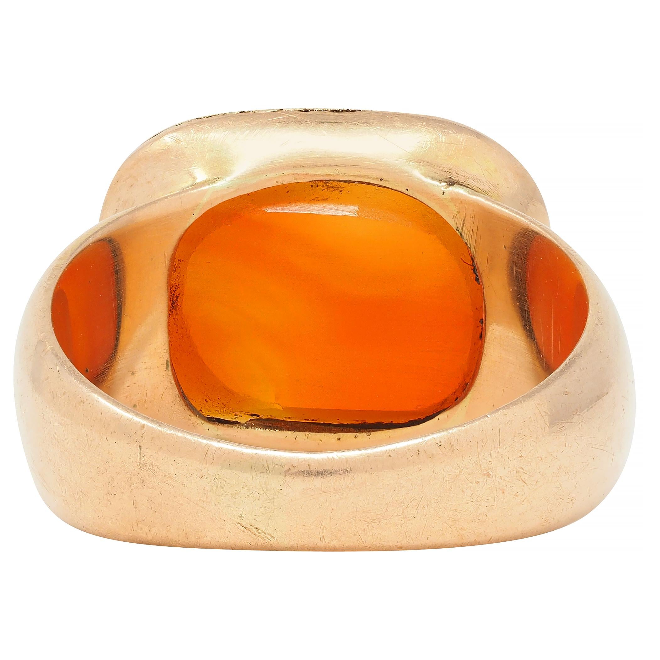 Victorian Carnelian 14 Karat Rose Gold Antique Unisex Signet Ring