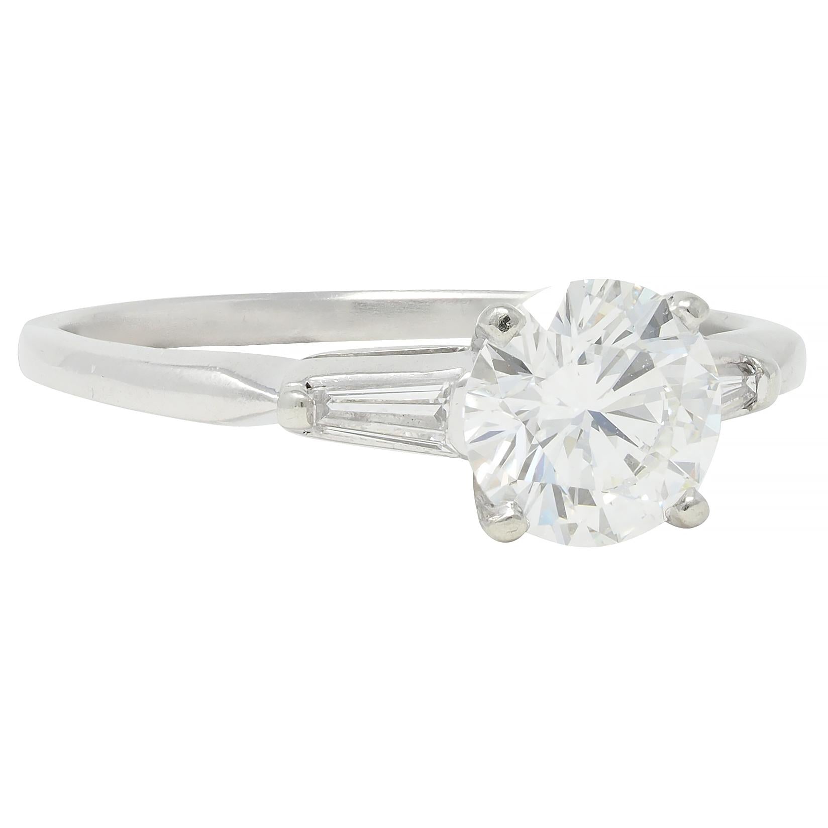 Mid-Century 1.20 CTW Transitional Cut Diamond Platinum Engagement Ring