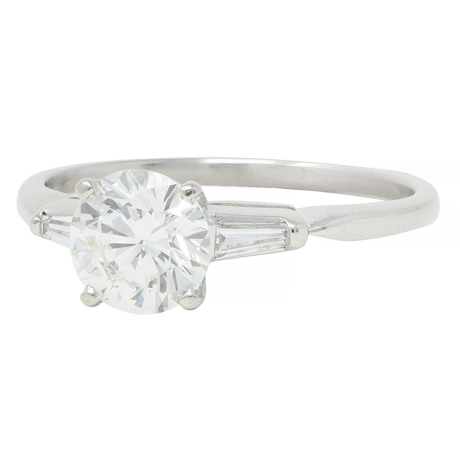 Mid-Century 1.20 CTW Transitional Cut Diamond Platinum Engagement Ring