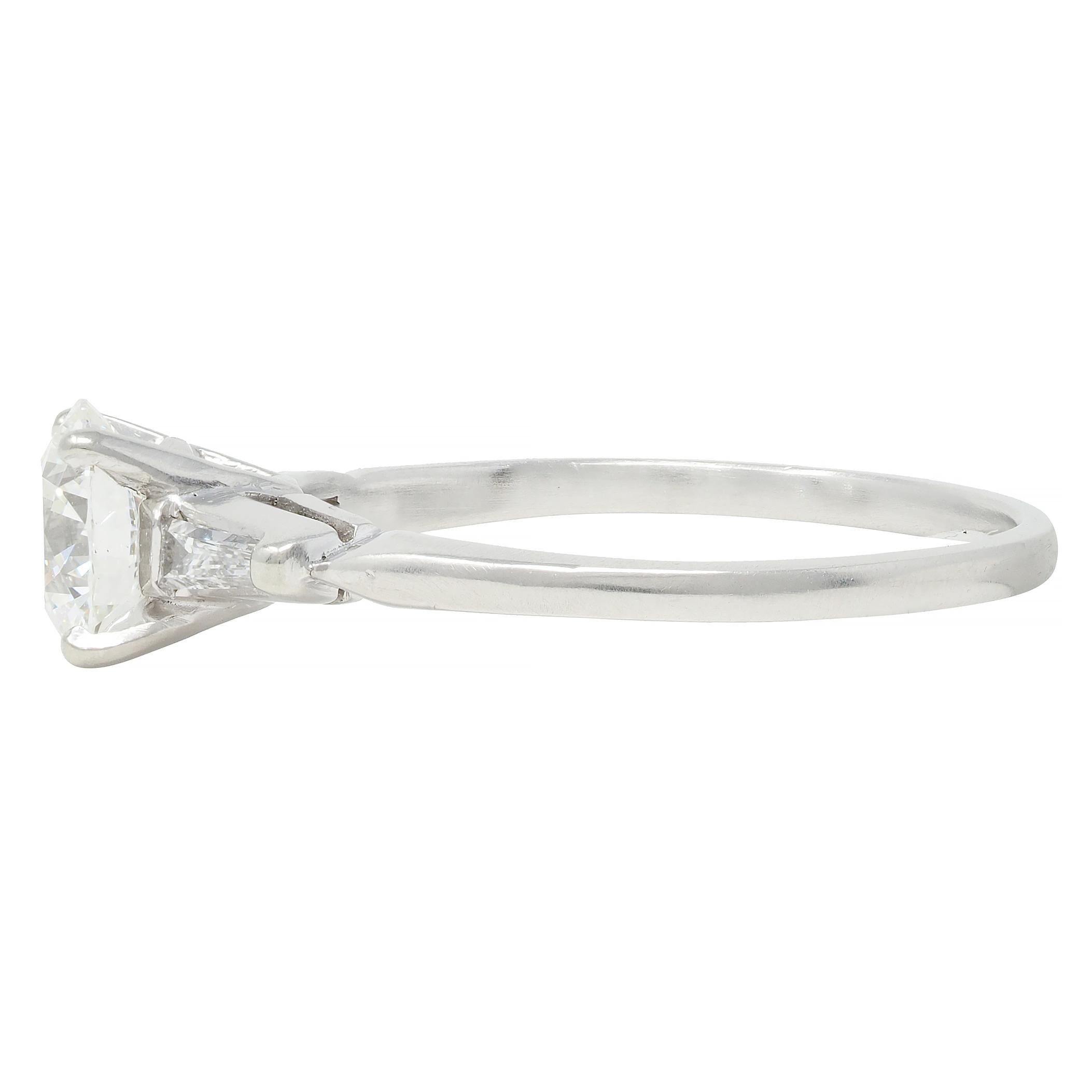Mid-Century 1.20 CTW Transitional Cut Diamond Platinum Engagement Ring