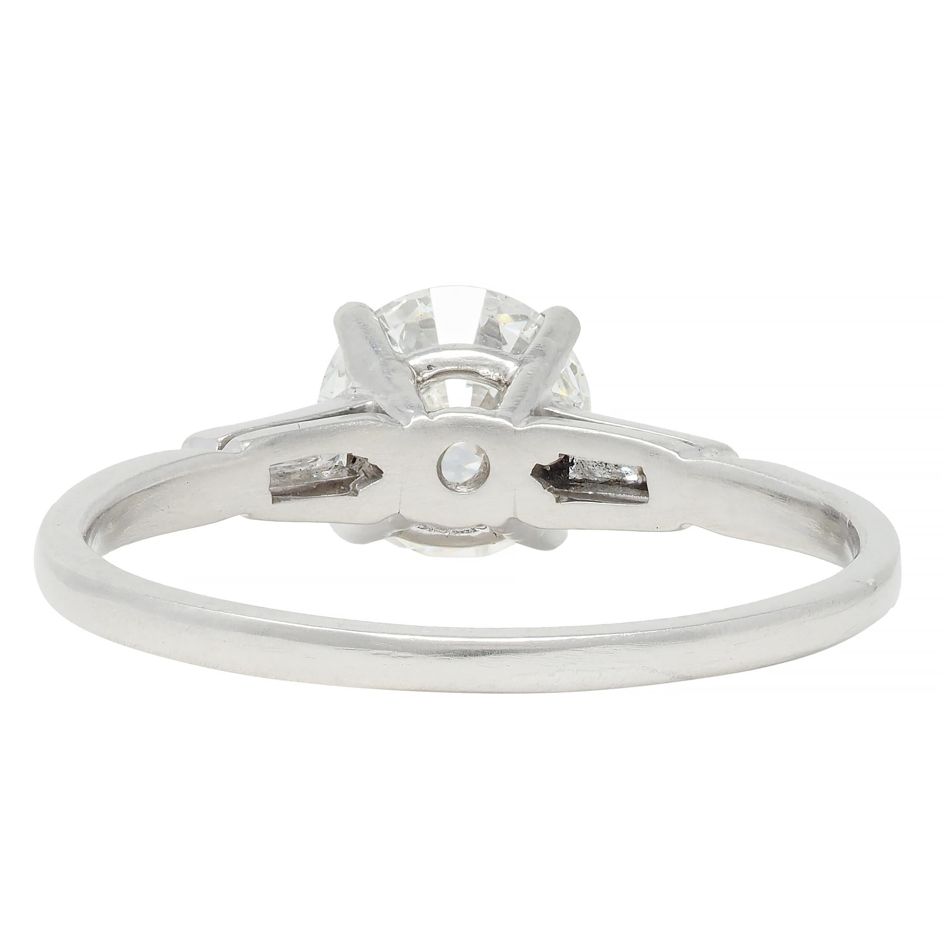 Mid-Century 1.20 CTW Transitional Cut Diamond Platinum Engagement Ring