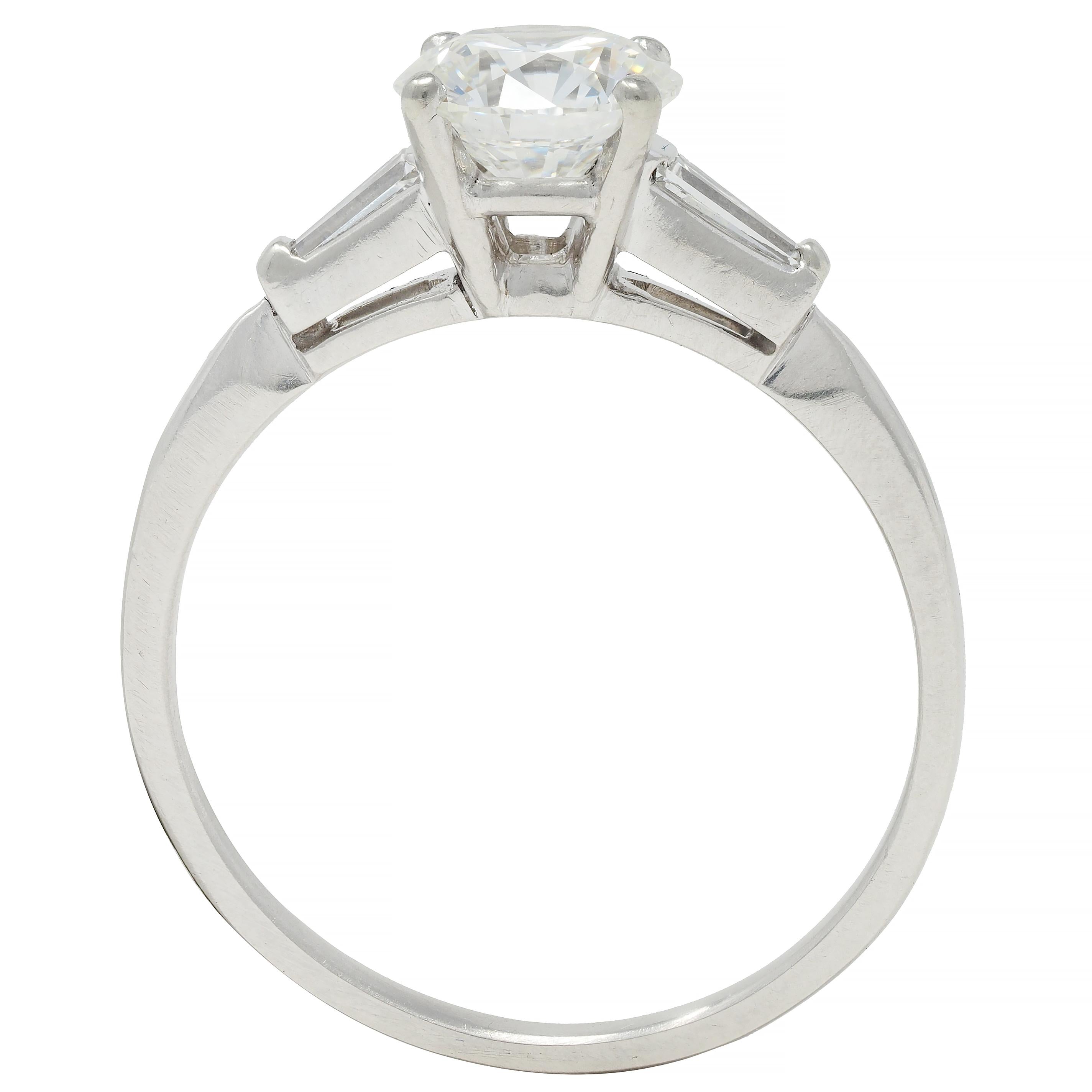 Mid-Century 1.20 CTW Transitional Cut Diamond Platinum Engagement Ring