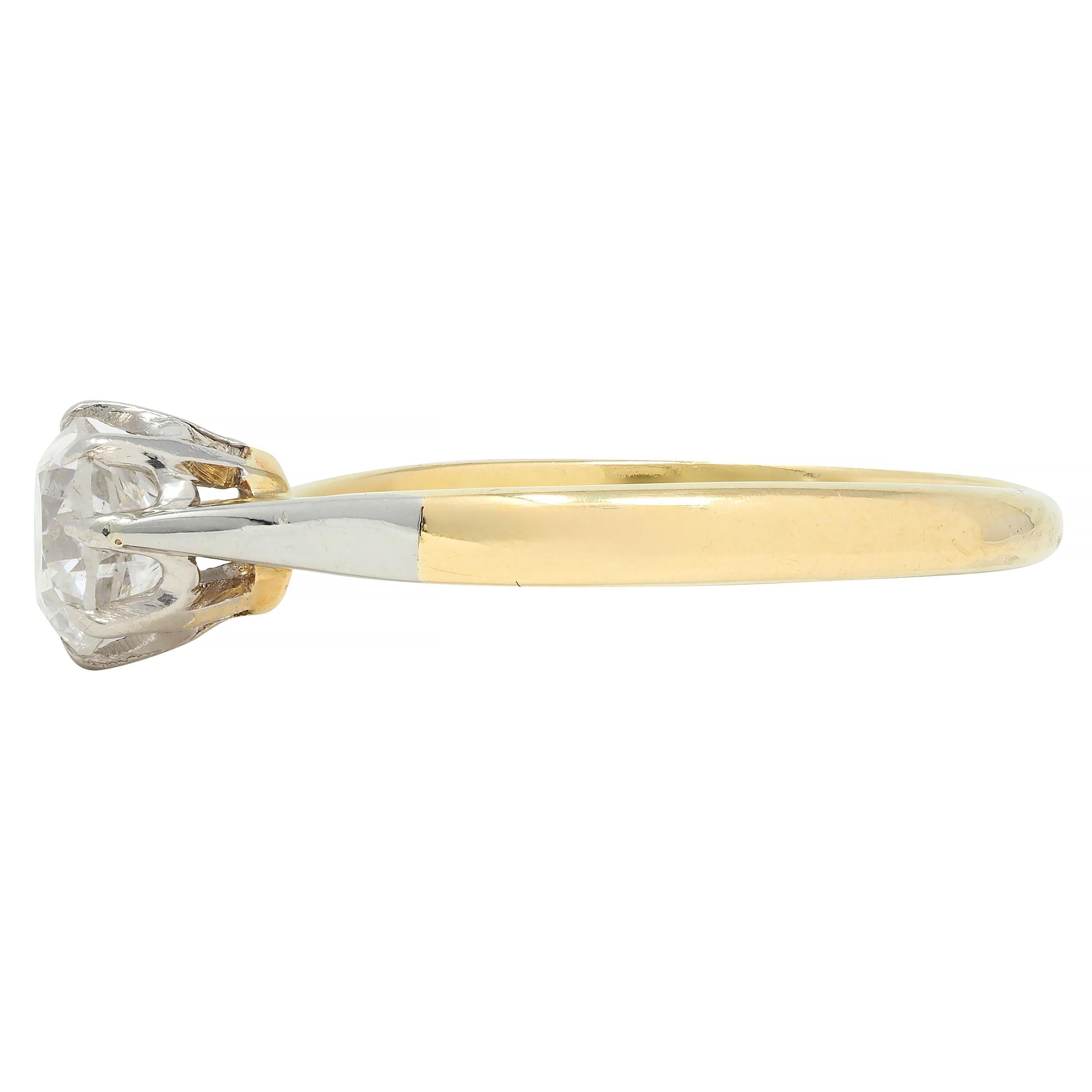 Edwardian 0.55 CTW Old European Cut Diamond Platinum 18 Karat Antique Ring