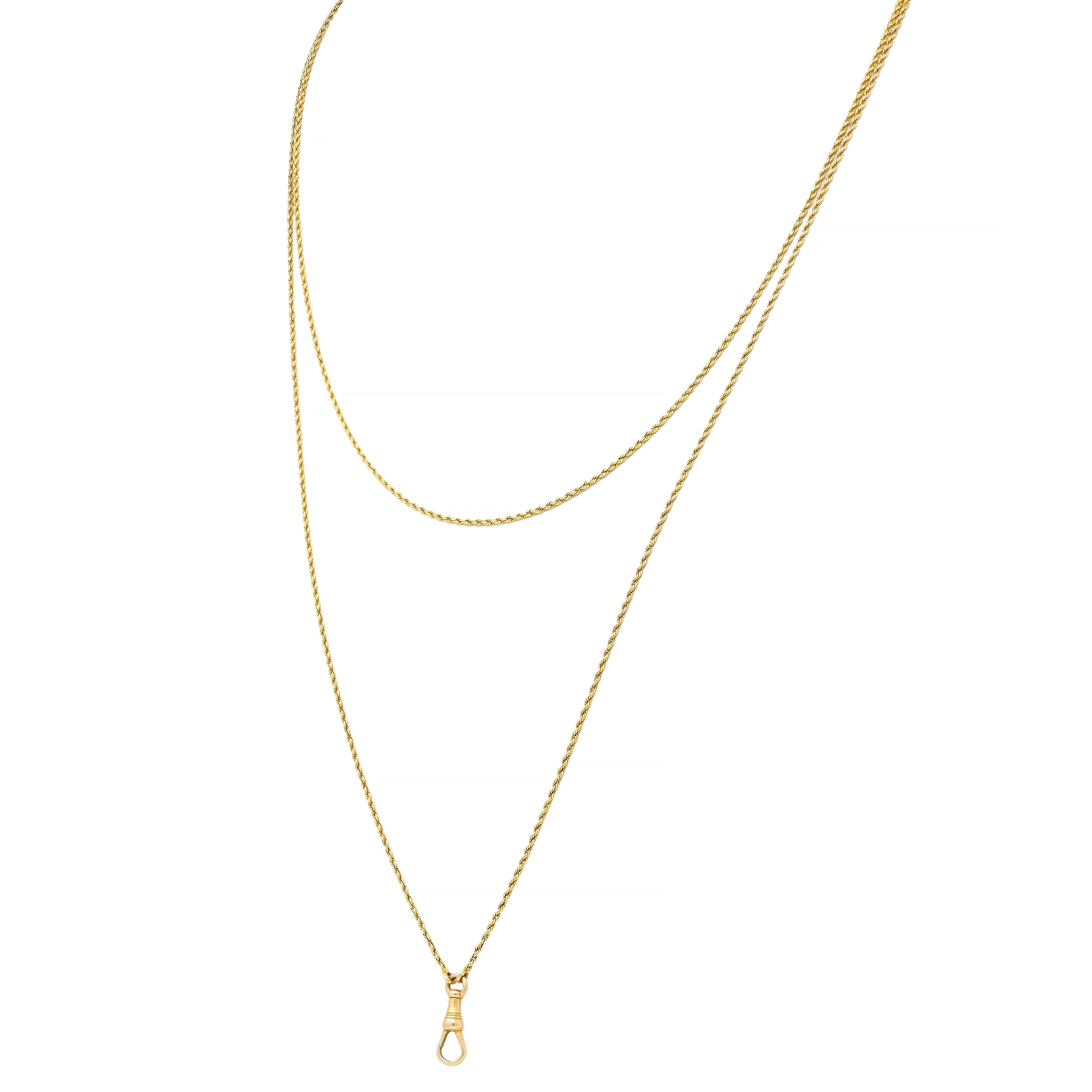 Victorian 14 Karat Yellow Gold Twisted Rope Antique Fob Chain Necklace