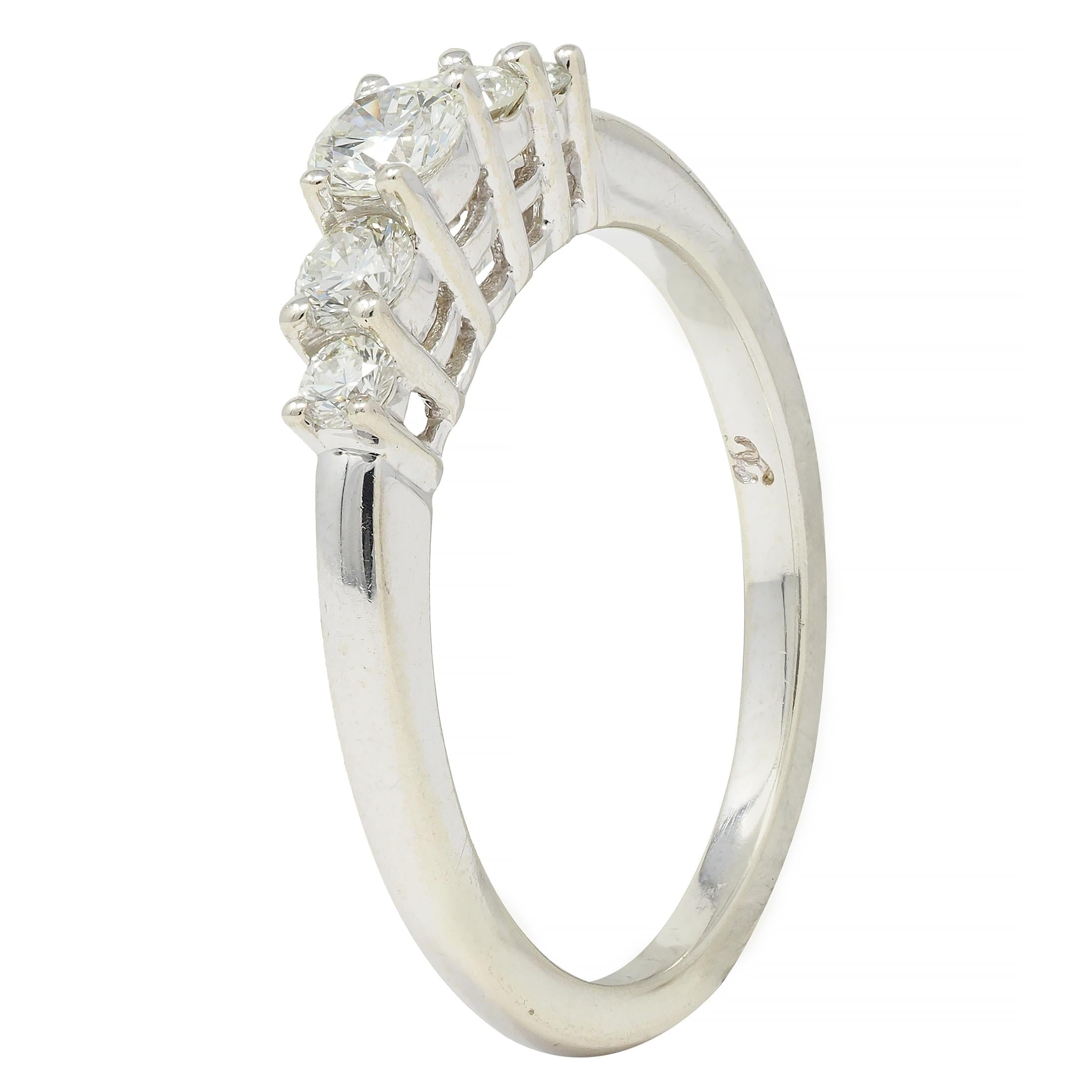 Contemporary 0.50 CTW Diamond 14 Karat White Gold Five Stone Band Ring