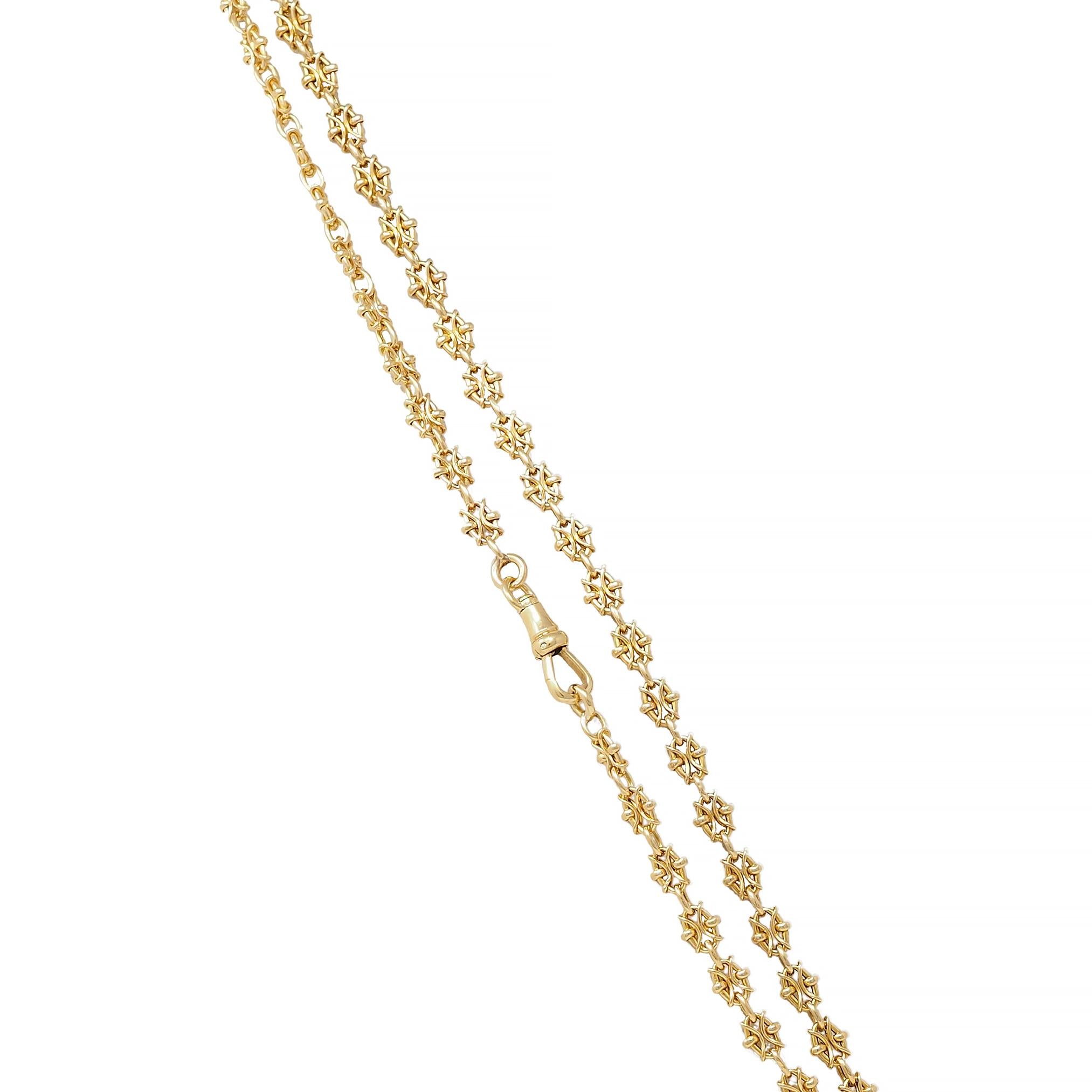 Victorian French 18 Karat Yellow Gold Fancy Link 61 IN Antique Chain Necklace