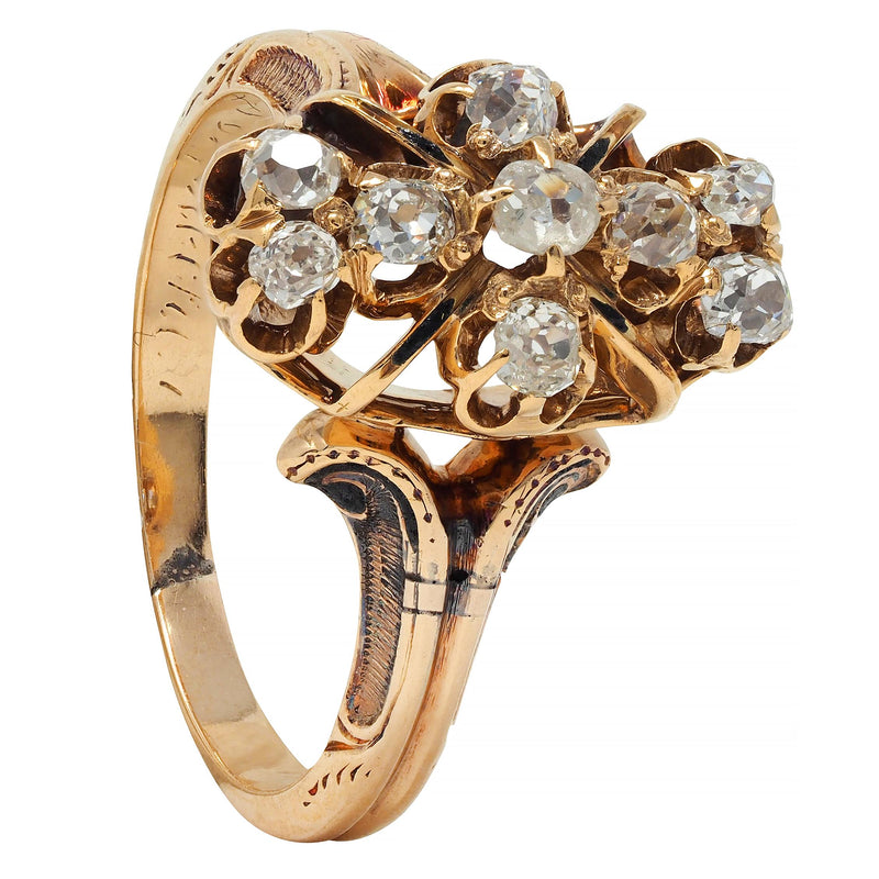 Victorian 0.50 CTW Old Mine Cut Diamond 18 Karat Yellow Gold Antique Ring