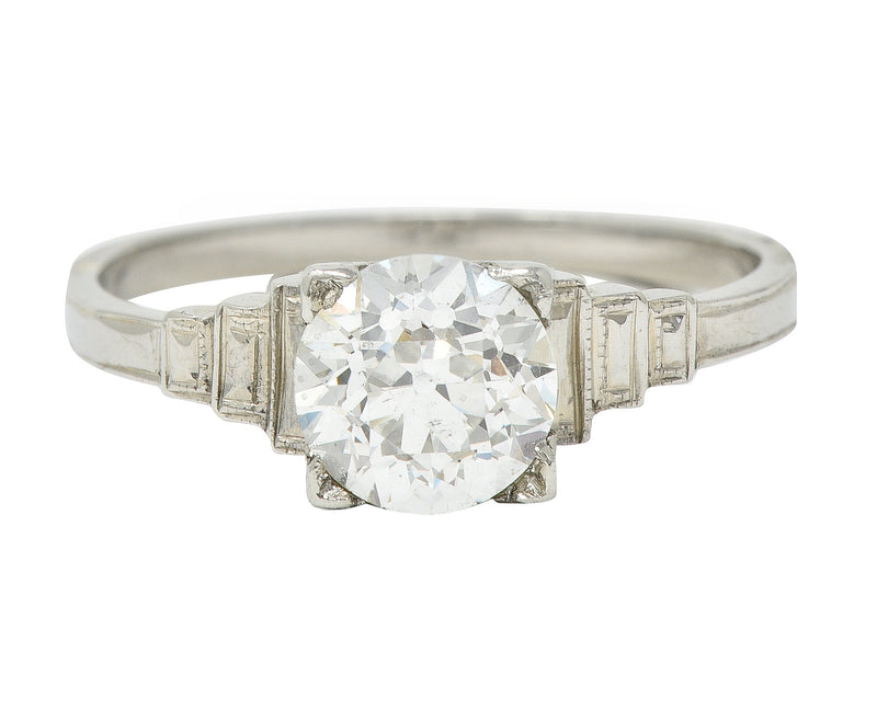 Art Deco 1.23 CTW Old European Cut Diamond Platinum Vintage Engagement Ring GIA Wilson's Estate Jewelry