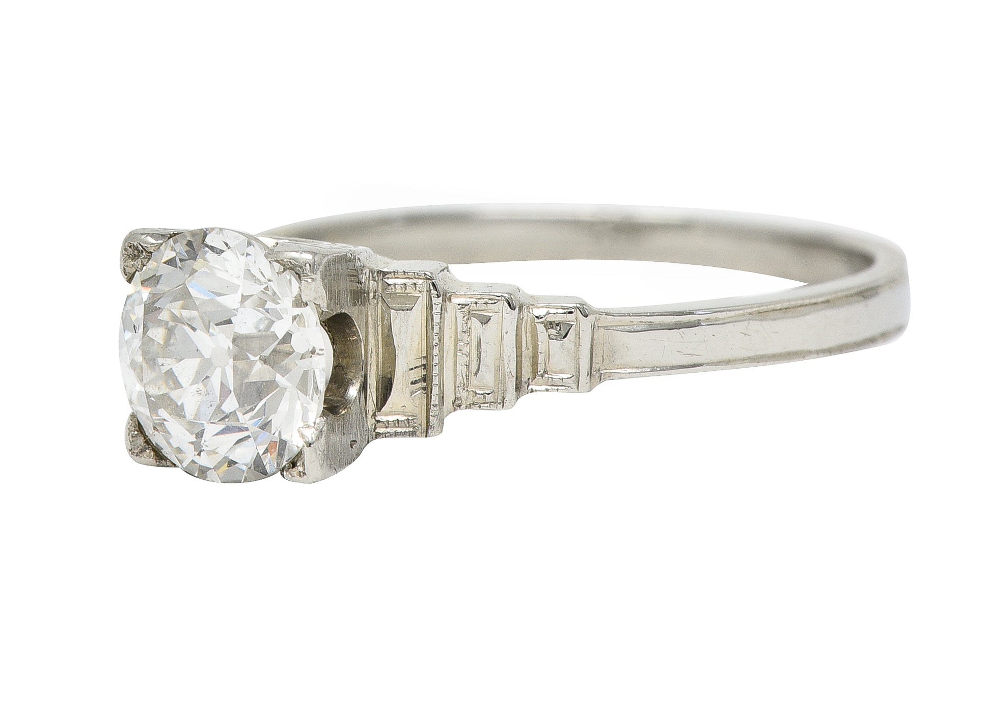 Art Deco 1.23 CTW Old European Cut Diamond Platinum Vintage Engagement Ring GIA Wilson's Estate Jewelry