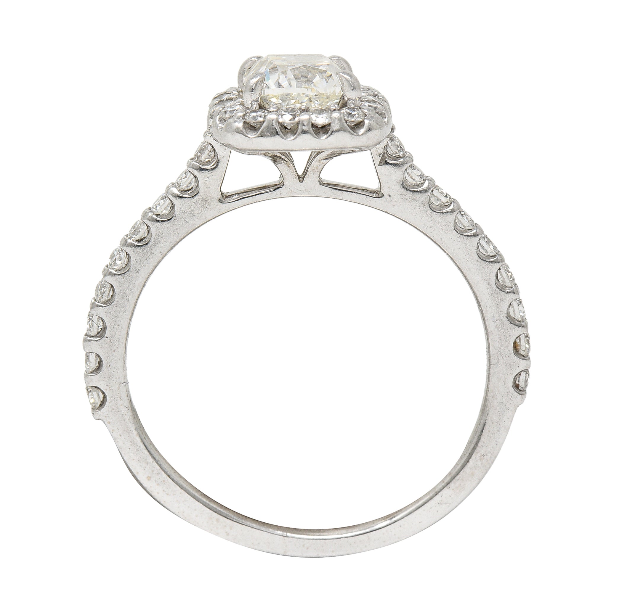 Ritani Contemporary 1.55 CTW Diamond 14 Karat Cushion Engagement Ring GIA Wilson's Estate Jewelry