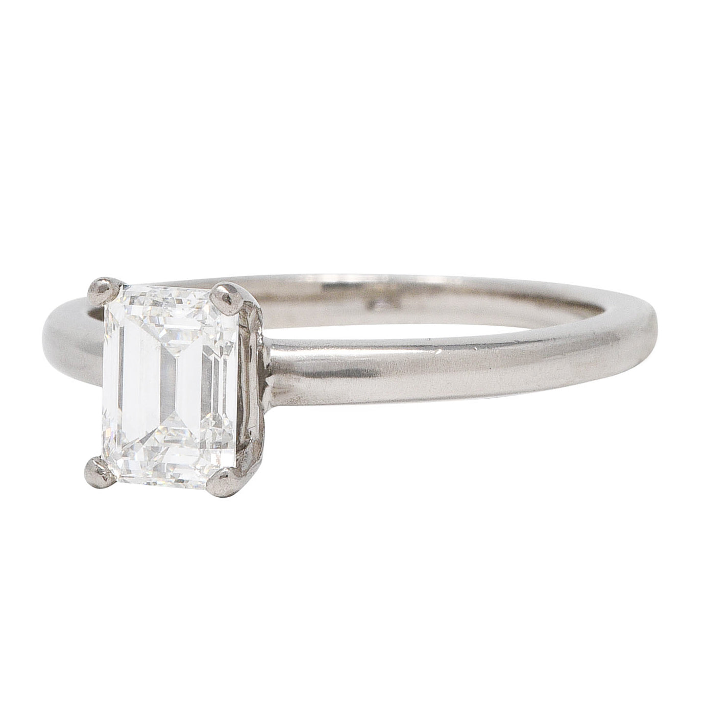 Contemporary 1.09 CTW Emerald Cut Diamond Palladium Engagement Ring GIA Wilson's Estate Jewelry