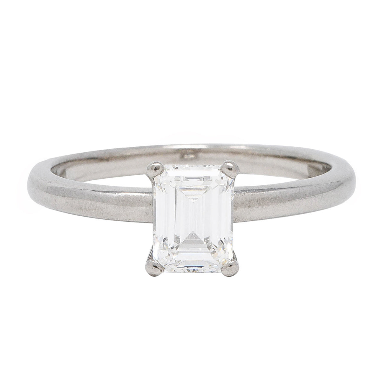 Contemporary 1.09 CTW Emerald Cut Diamond Palladium Engagement Ring GIA Wilson's Estate Jewelry