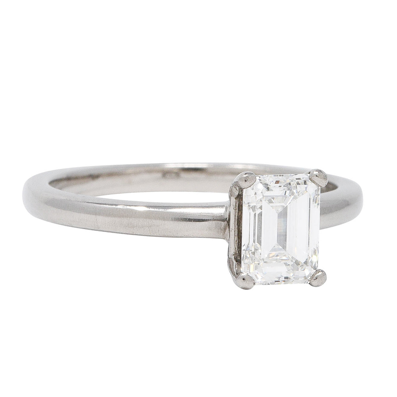 Contemporary 1.09 CTW Emerald Cut Diamond Palladium Engagement Ring GIA Wilson's Estate Jewelry