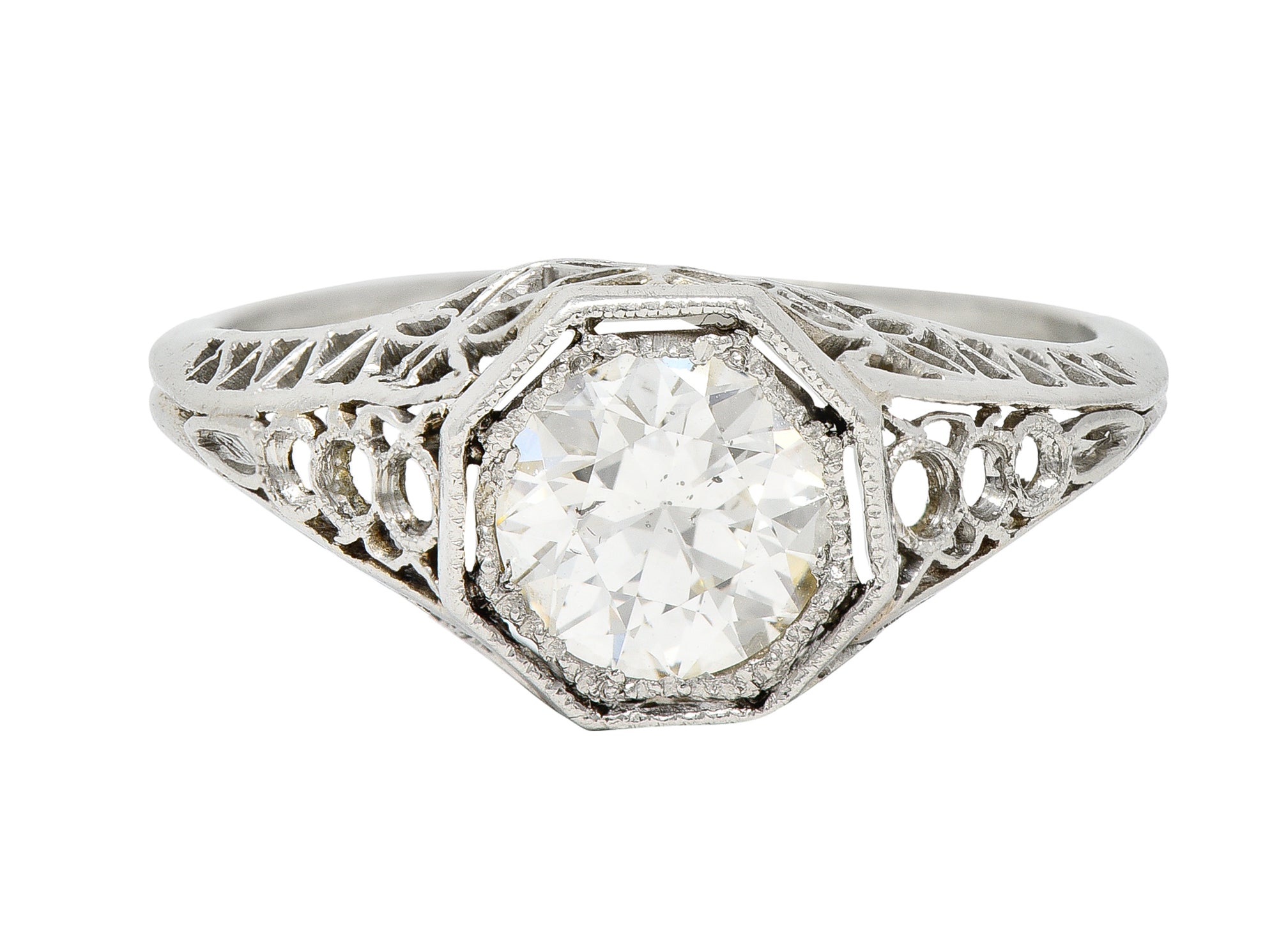 Art Deco 1.16 CTW Diamond Platinum Butterfly Solitaire Engagement Ring Wilson's Estate Jewelry