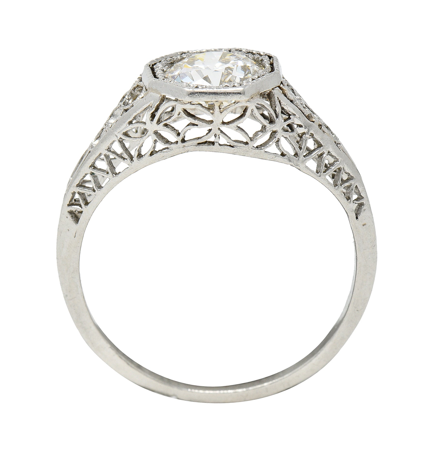 Art Deco 1.16 CTW Diamond Platinum Butterfly Solitaire Engagement Ring Wilson's Estate Jewelry