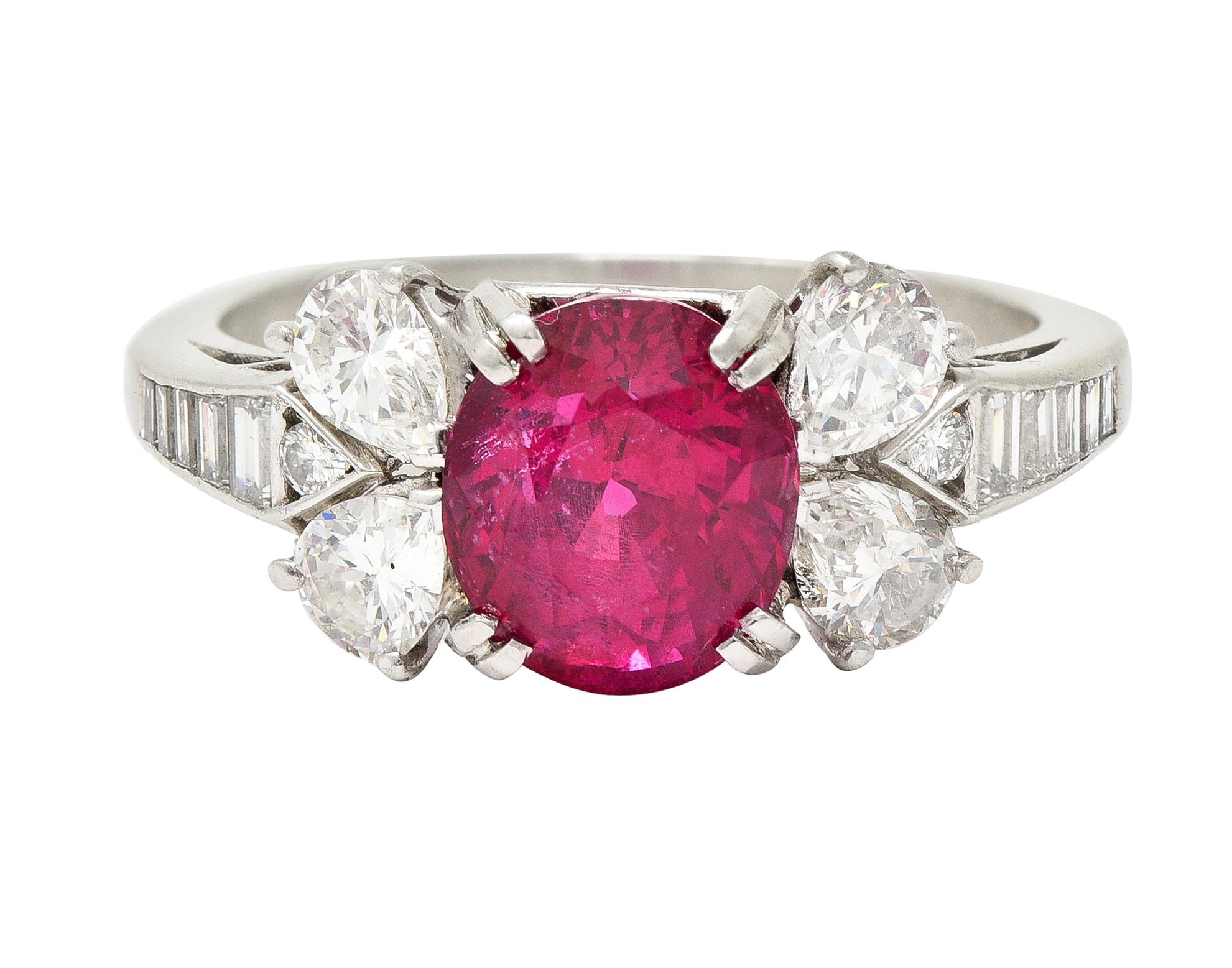 Mid-Century 4.31 CTW No Heat Burma Spinel Diamond Platinum Vintage Ring GIA Wilson's Estate Jewelry