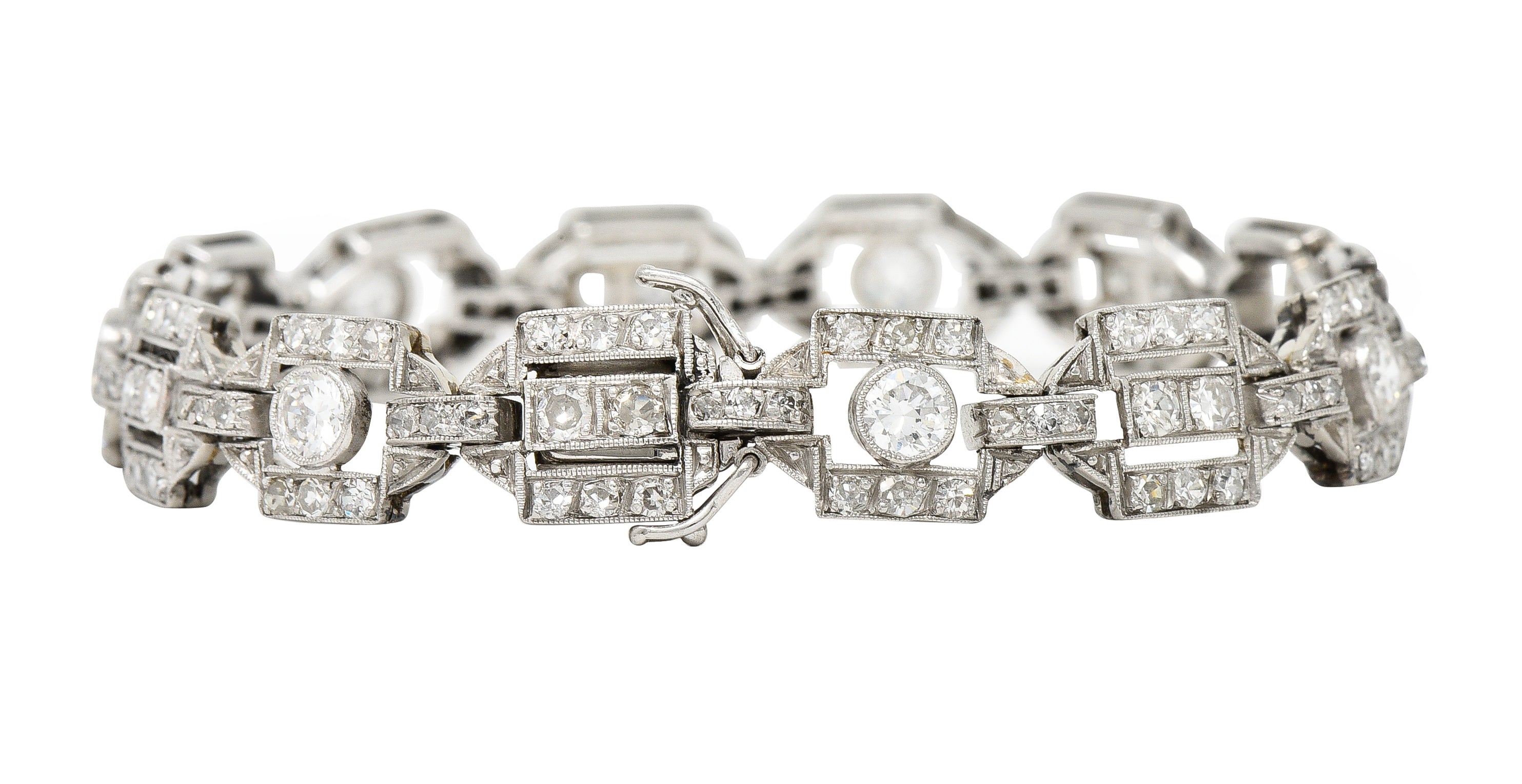 Art Deco Diamond Platinum Geometric Line Bracelet Wilson's Estate Jewelry