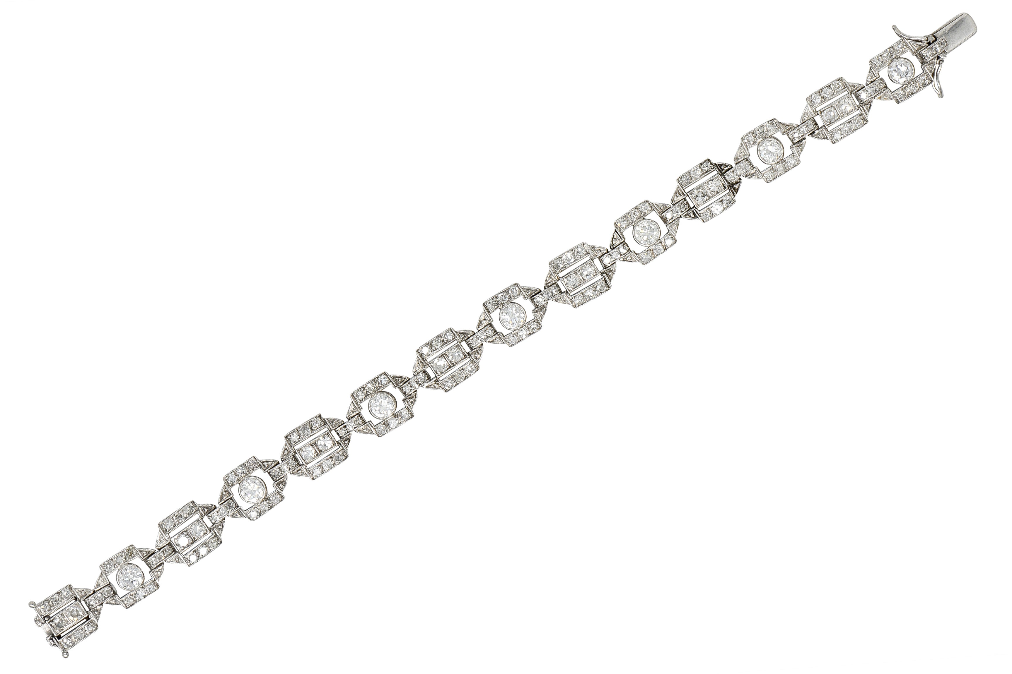 Art Deco Diamond Platinum Geometric Line Bracelet Wilson's Estate Jewelry