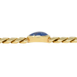 Bulgari 1980's 7.32 CTW Sapphire Cabochon 18 Karat Yellow Gold Curb Link Vintage Bracelet Wilson's Estate Jewelry