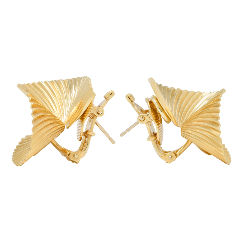 Tiffany & Co. Retro 18 Karat Gold Vintage Fanning Schuler Vintage Earrings Wilson's Estate Jewelry