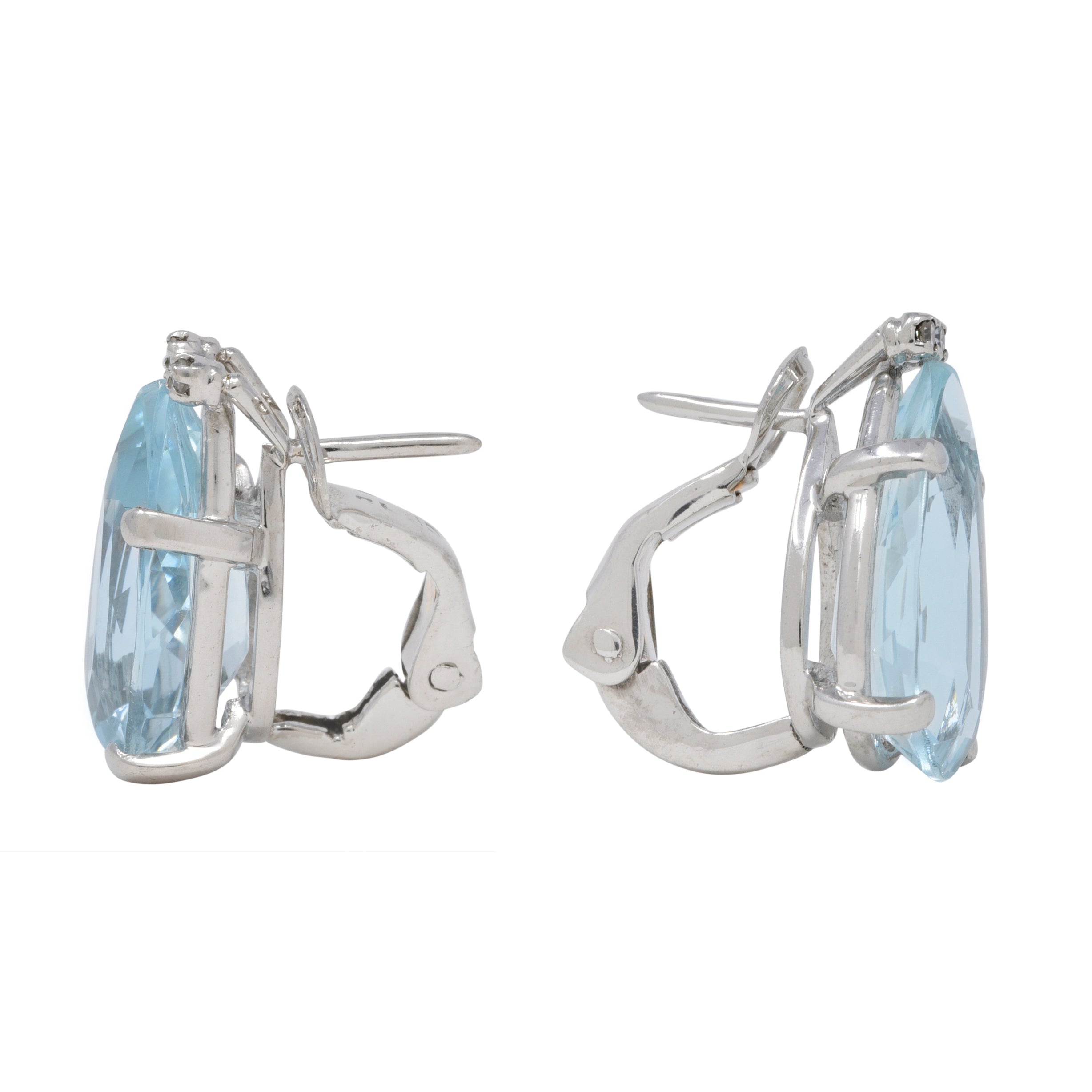 Mid-Century 9.30 CTW Aquamarine Diamond Platinum Vintage Earrings Wilson's Estate Jewelry