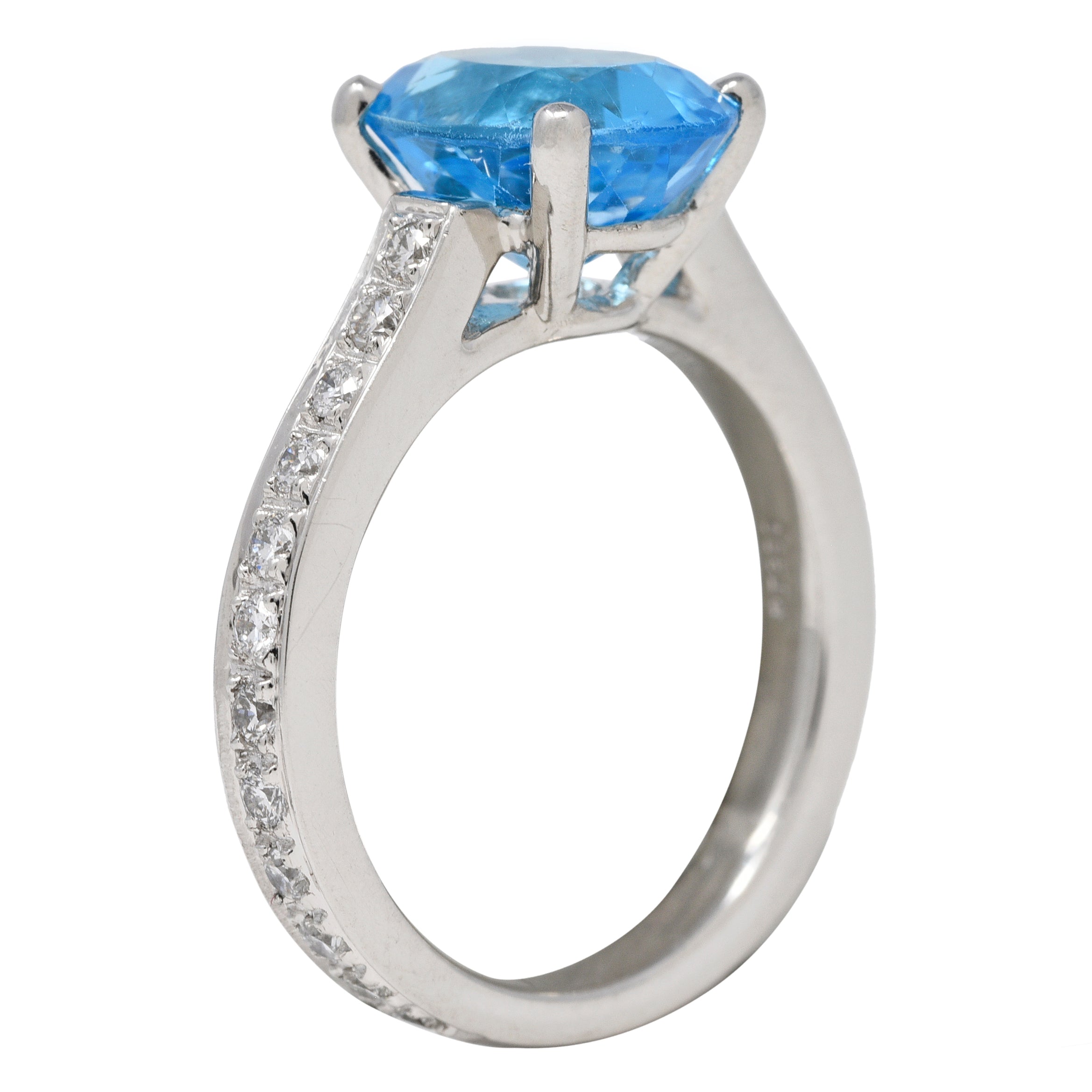 Contemporary Blue Topaz Diamond Platinum Gemstone Ring Wilson's Estate Jewelry