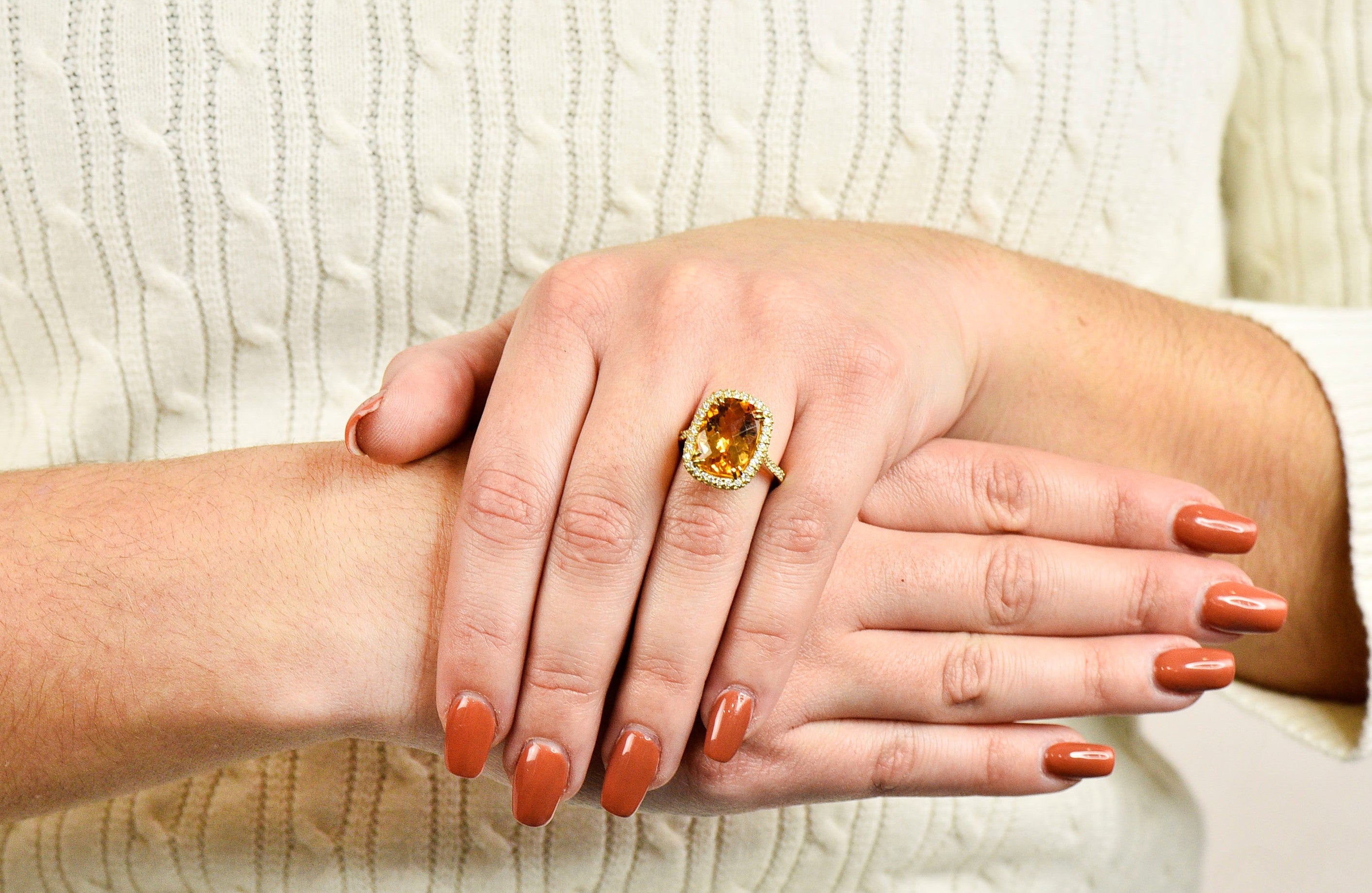 Sunny Citrine Diamond 18 Karat Gold Cocktail RingRing - Wilson's Estate Jewelry