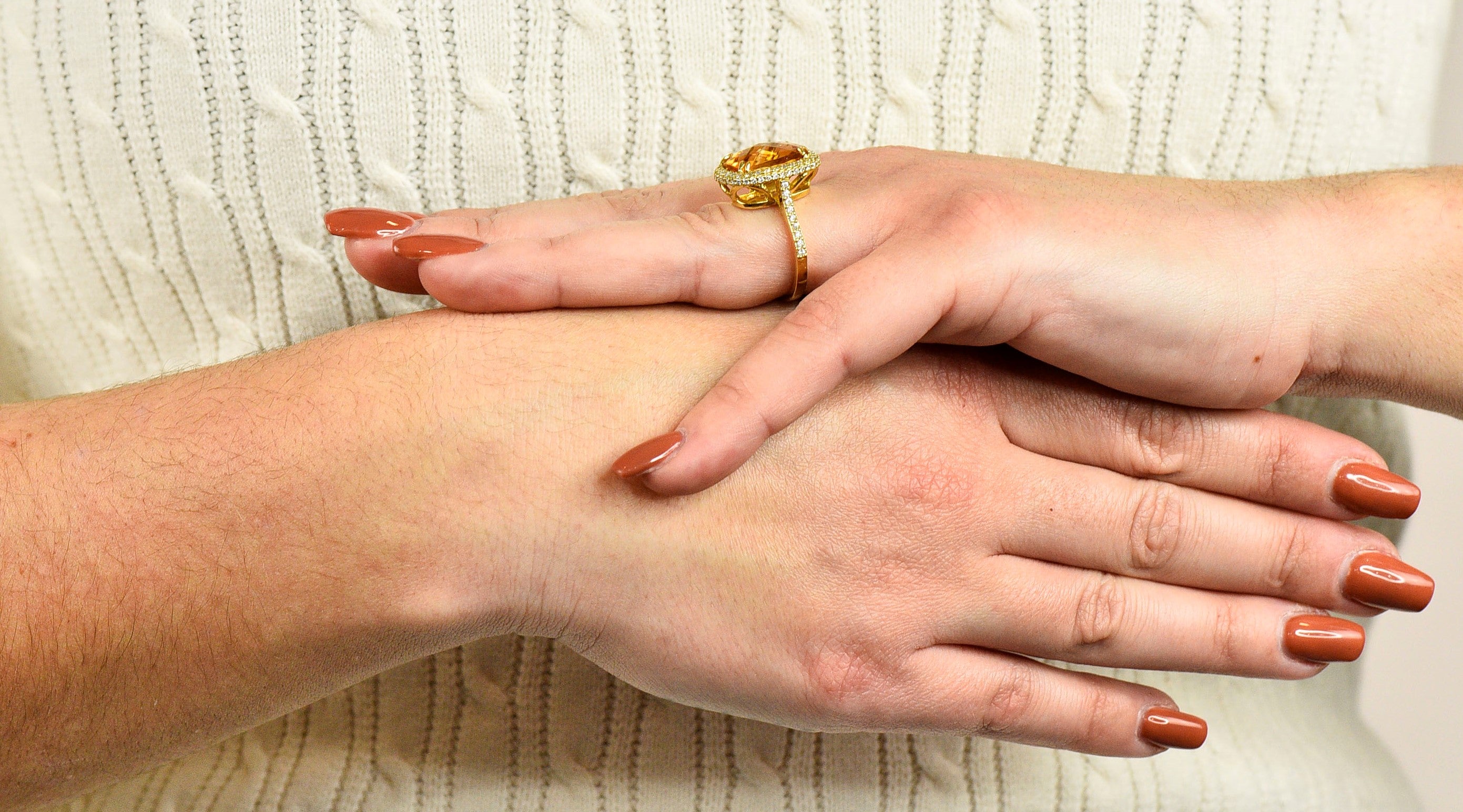 Sunny Citrine Diamond 18 Karat Gold Cocktail RingRing - Wilson's Estate Jewelry