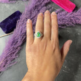 Contemporary 2.00 CTW Emerald Diamond 14 Karat Two-Tone Gold Double Halo Ring