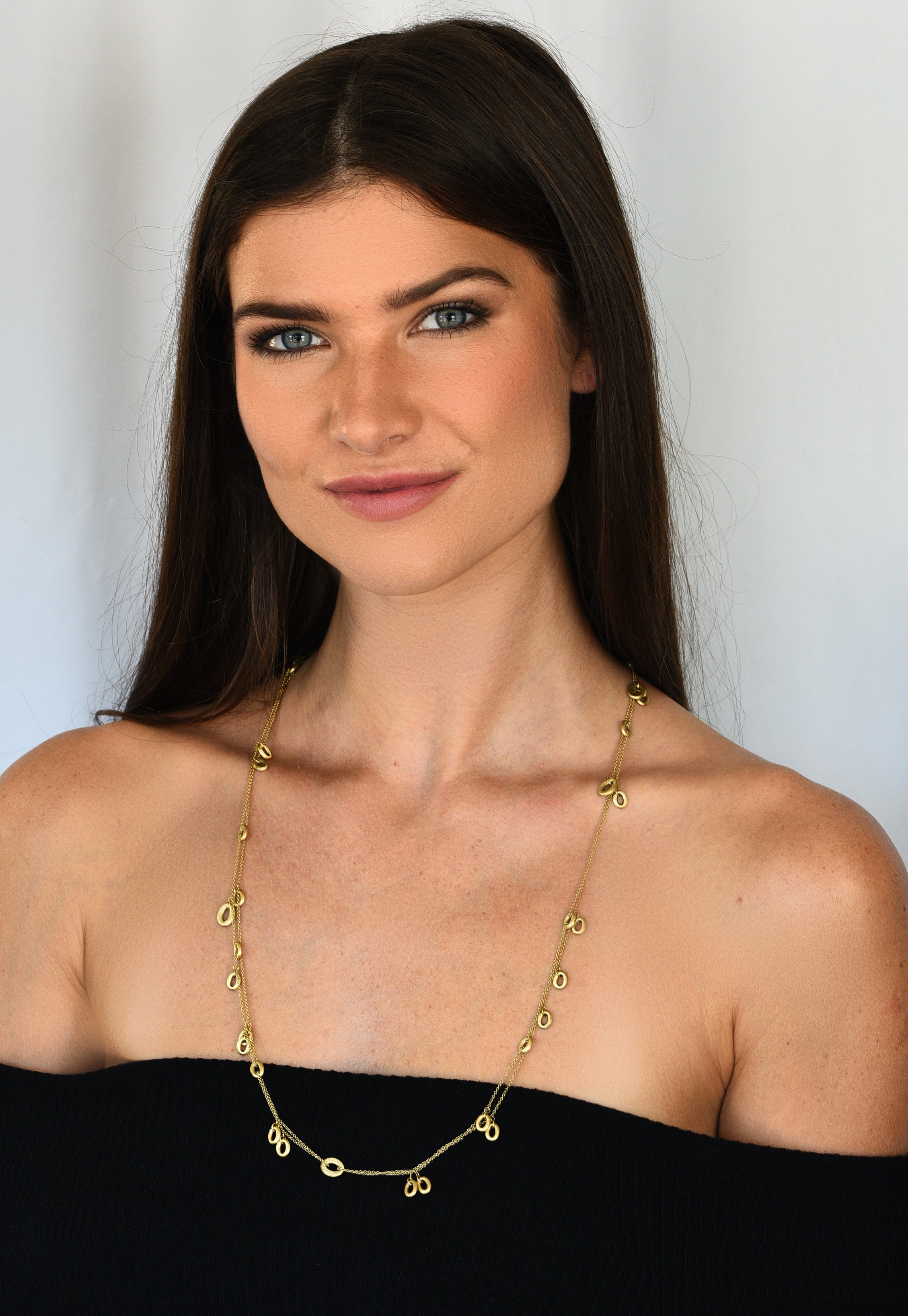 Nanis Contemporary 18 Karat Yellow Gold Brushed Olga Chain Necklace Wilson's Estate Jewelry