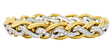 Bulgari Diamond 18 Karat Two-Tone Gold Curb Link Bracelet Wilson's Estate Jewelry