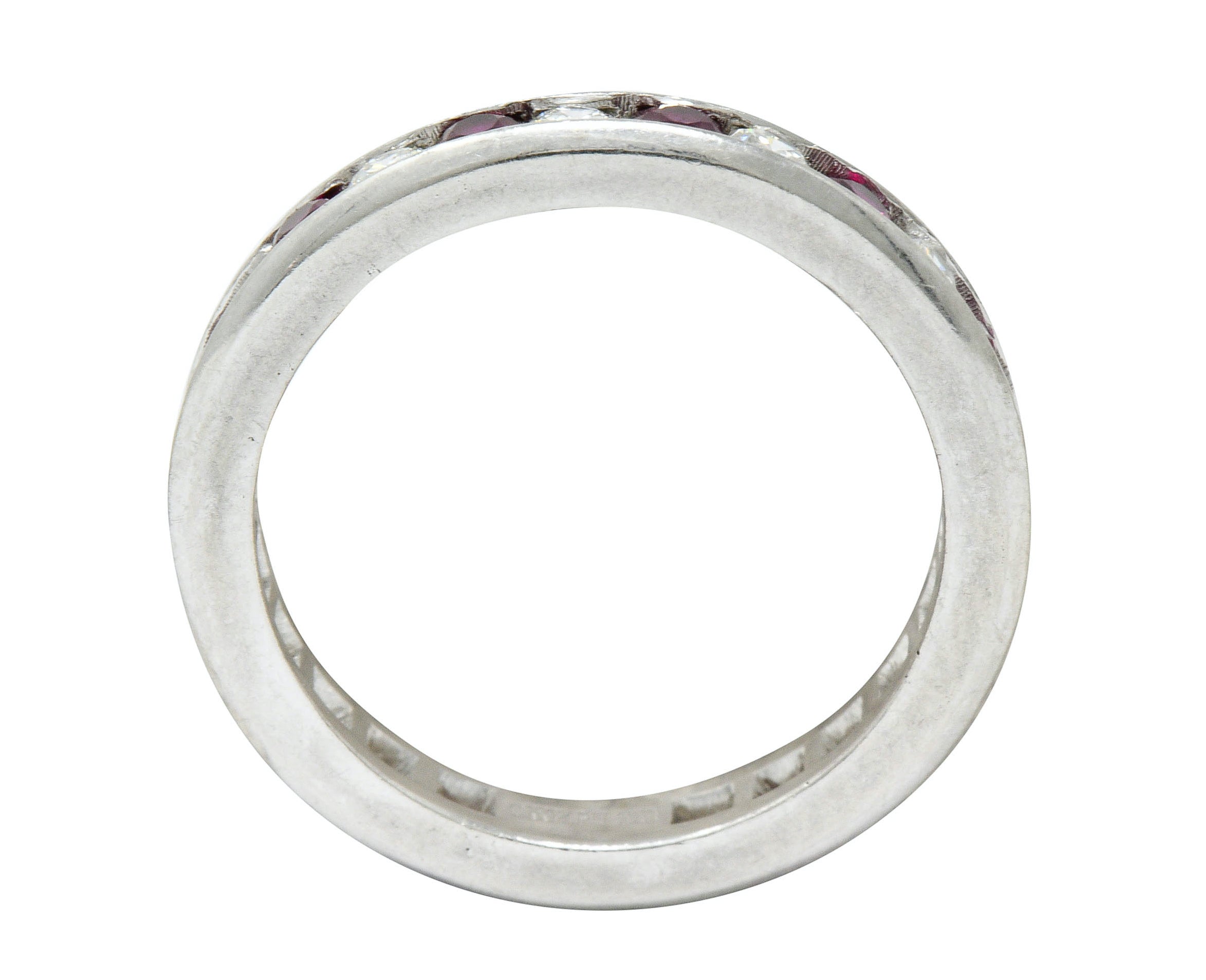 Contemporary 1.56 CTW Ruby Diamond Platinum Eternity Channel Band RingRing - Wilson's Estate Jewelry