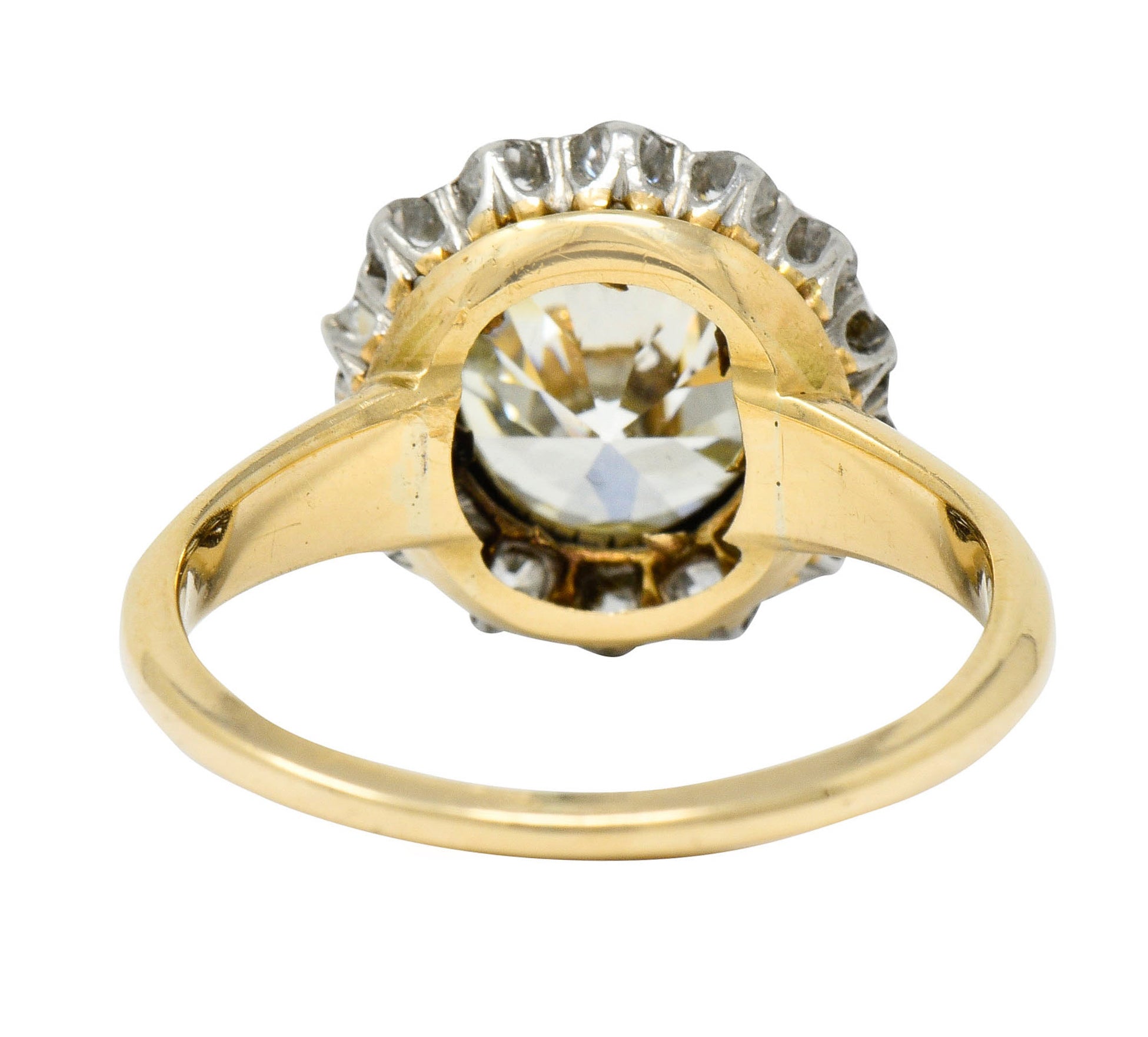 Superb Edwardian 2.61 CTW Diamond Platinum-Topped 14 Karat Gold Cluster Engagement Ring GIA Wilson's Estate Jewelry